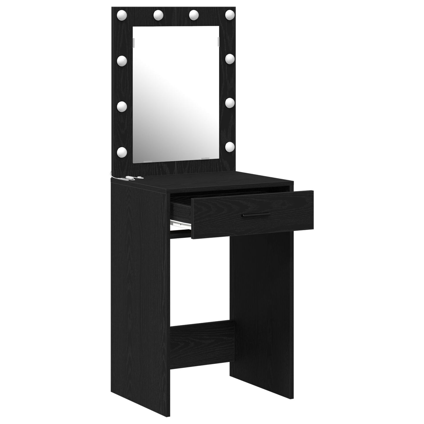 Sminkbord med LED-lampor Svart ek 50x41x135 cm
