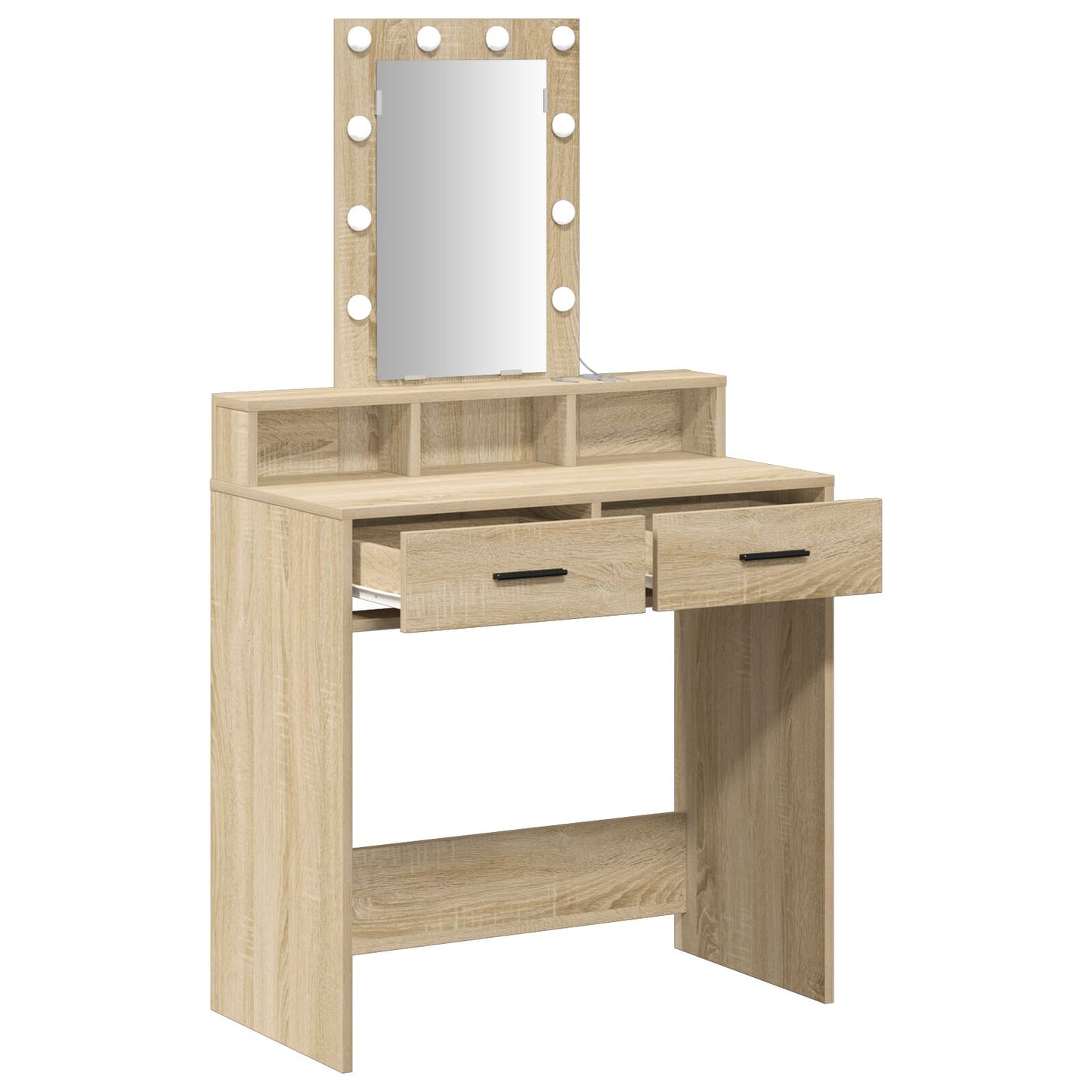 Sminkbord med LED-lampor Sonoma Eklik 79x41x140 cm
