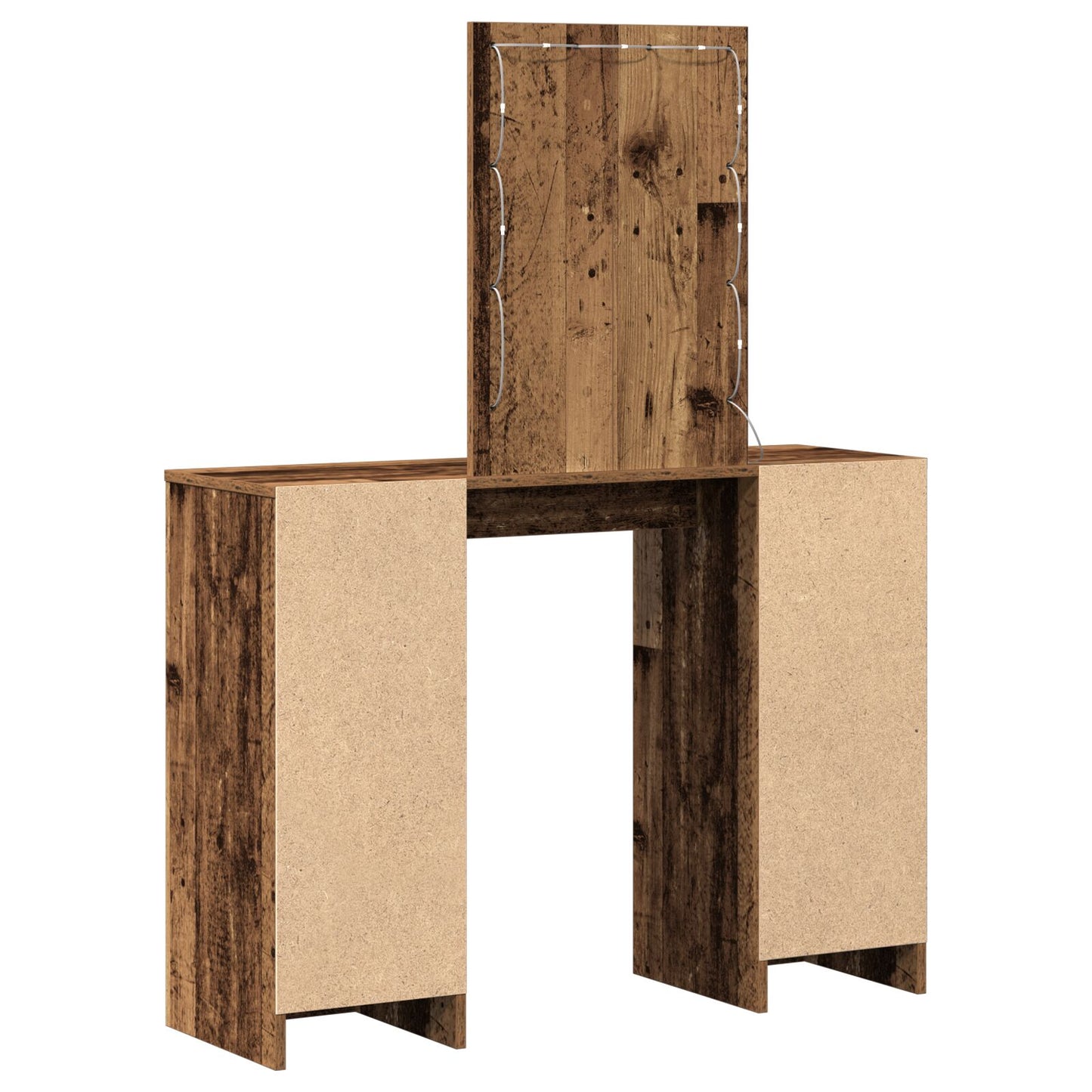 Sminkbord med LED-lampor Gamla Trä 102x33x135 cm