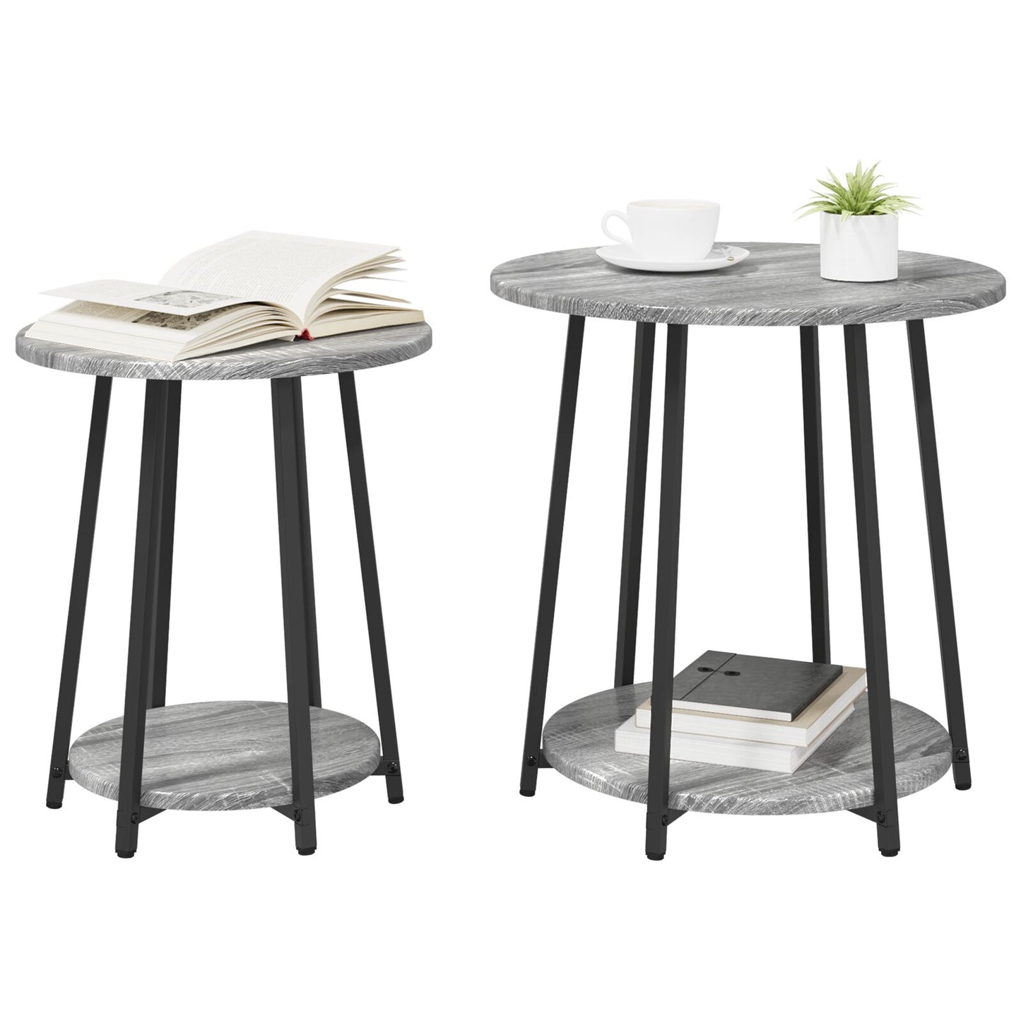 Sidobord 2 st Grå Sonoma Konstruerat trä och Metall