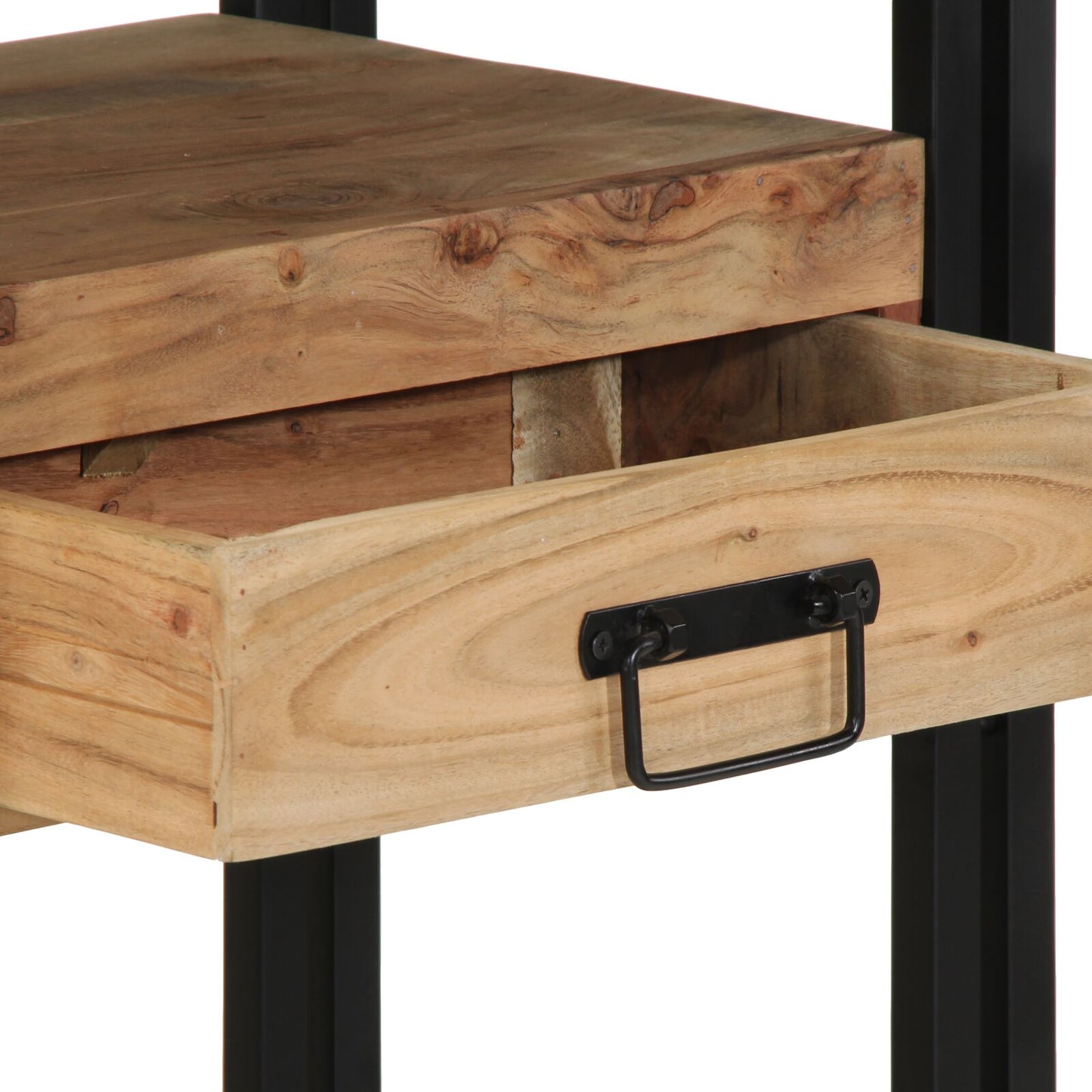 Konsolbord Svart 90x33x75 cm Massivt akaciaträ och metall