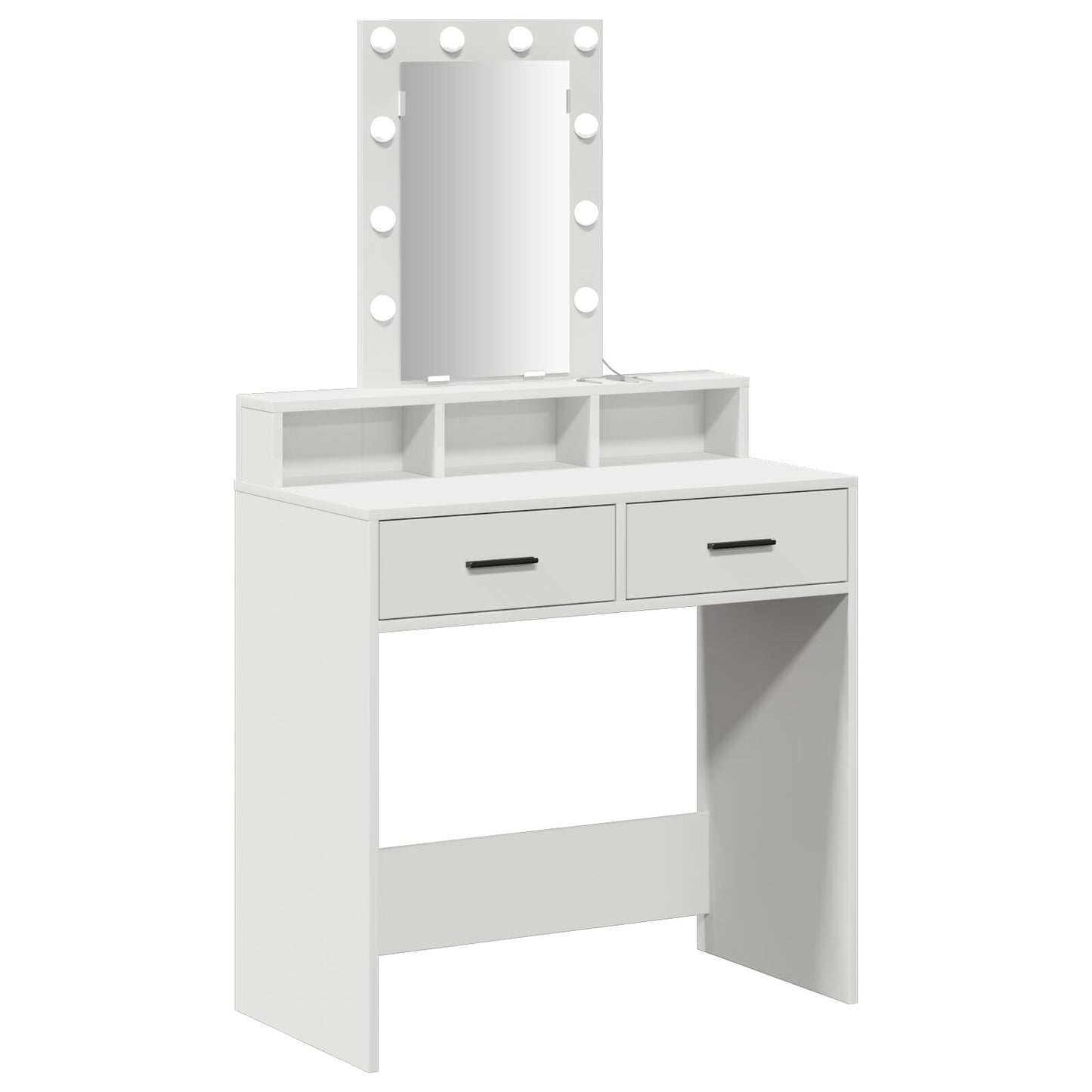 Sminkbord med LED-lampor Vit 79x41x140 cm