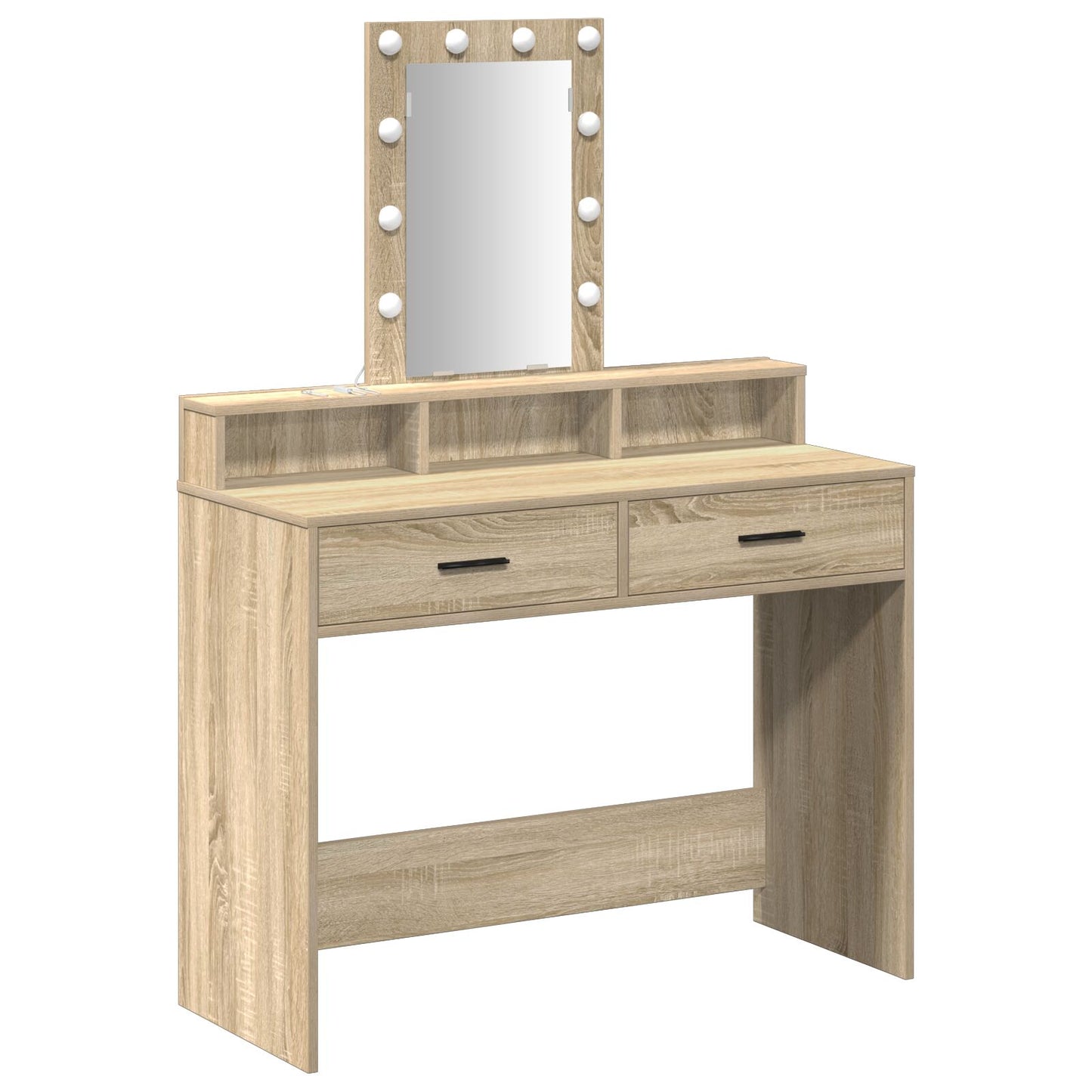 Sminkbord med LED-lampor Sonoma Ek 100x41x140 cm