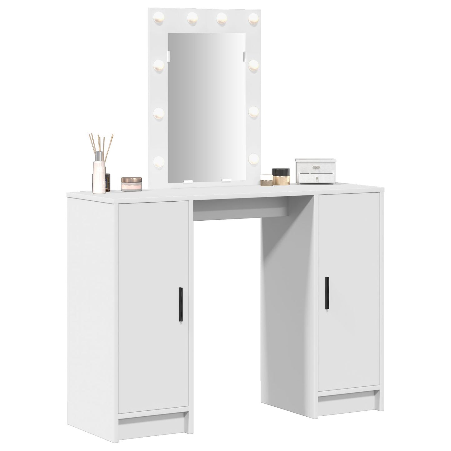 Sminkbord med LED-lampor Vitt 102x33x135 cm