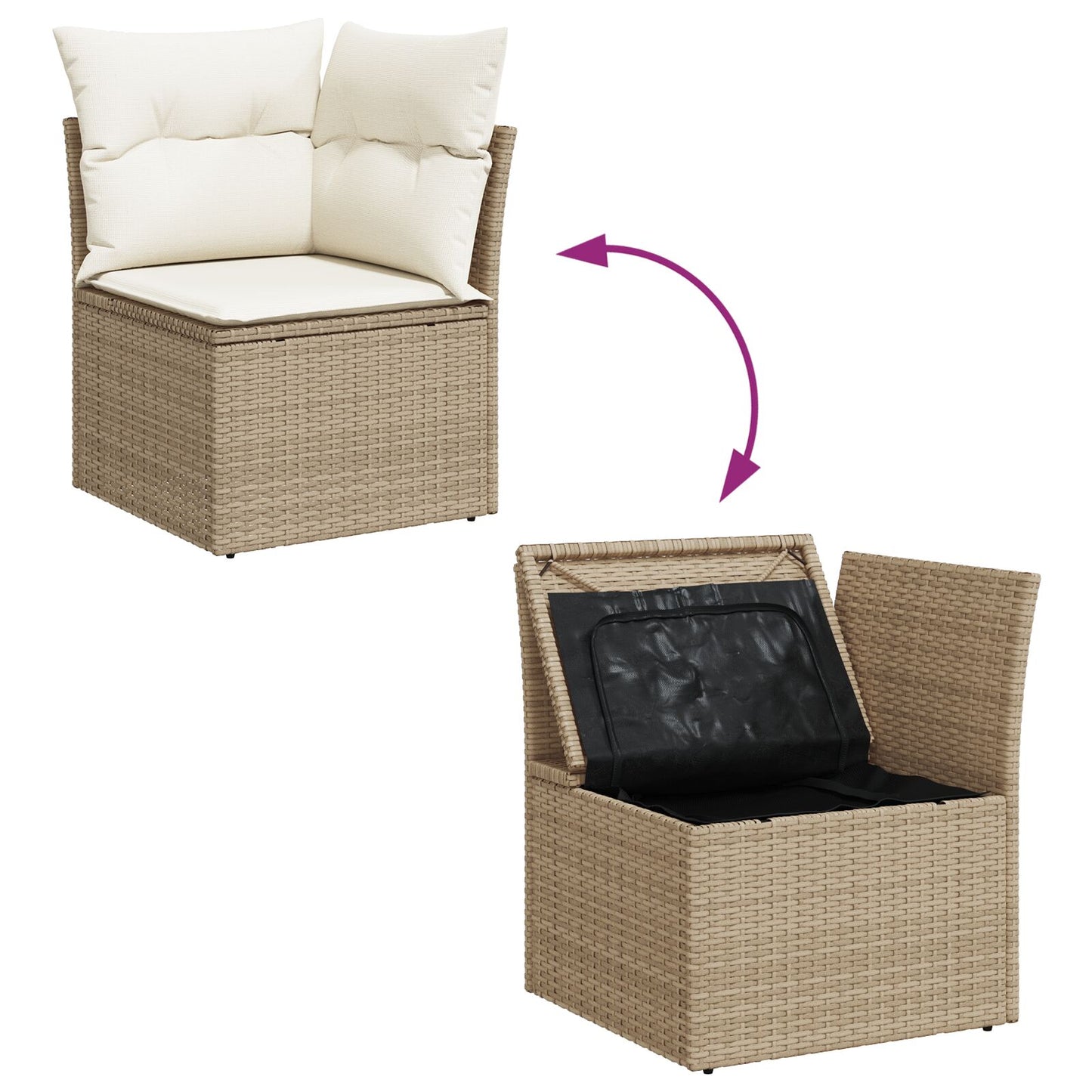 10-delars trädgårdsoffasett med kuddar Beige Poly Rattan