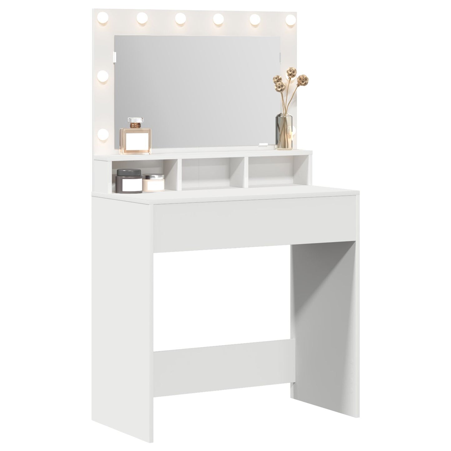 Sminkbord med LED-lampor Vit 79x41x135 cm