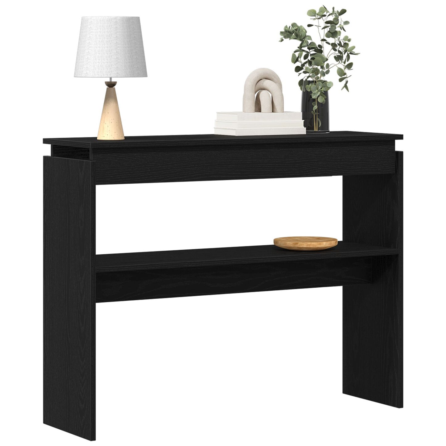 Konsolbord Svart Ek 80x30x102 cm Trä