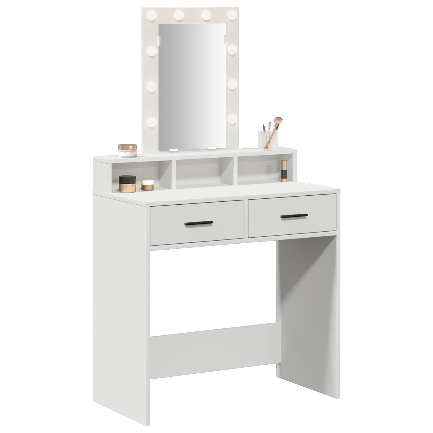 Sminkbord med LED-lampor Vit 79x41x140 cm