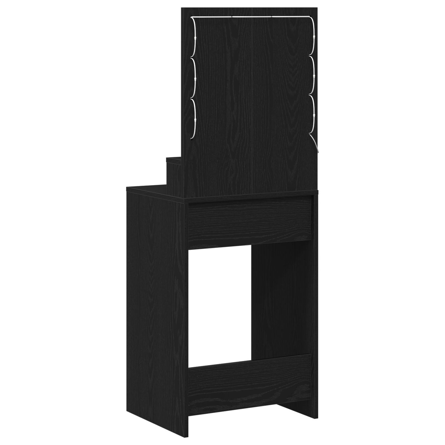 Sminkbord med LED-lampor, svart ek, 50x41x135 cm