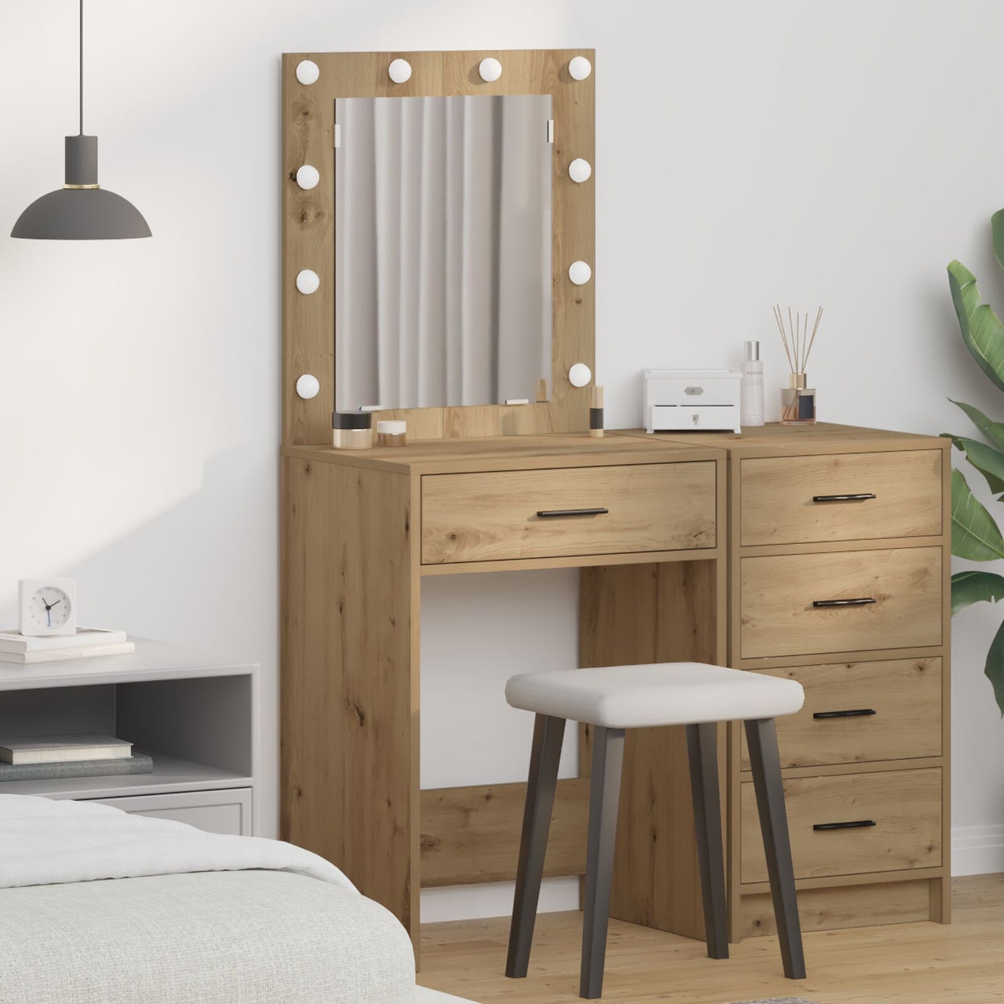 Sminkbord med LED-lampor Artisan Ek 50x41x135 cm