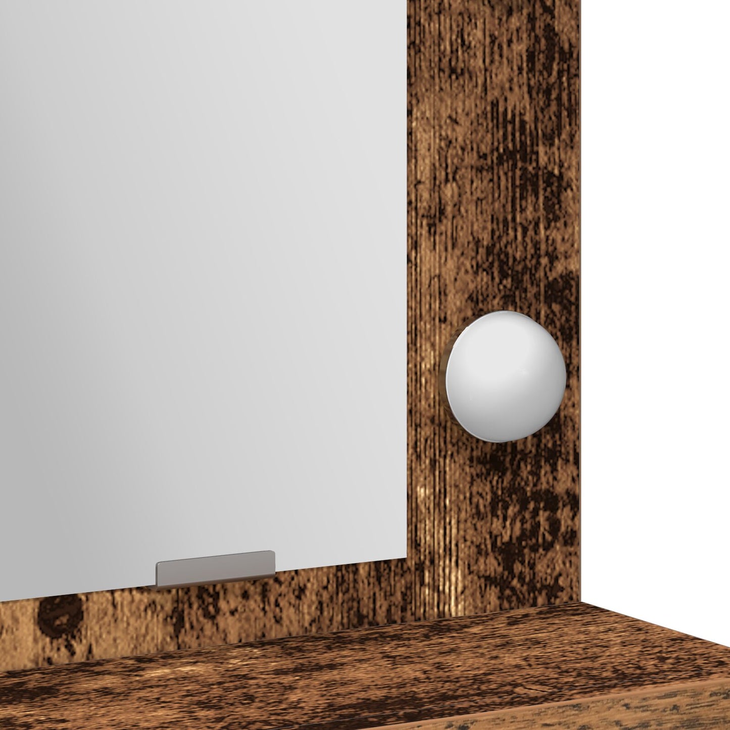 Sminkbord med LED-lampor i gammalt trä 50x41x135 cm