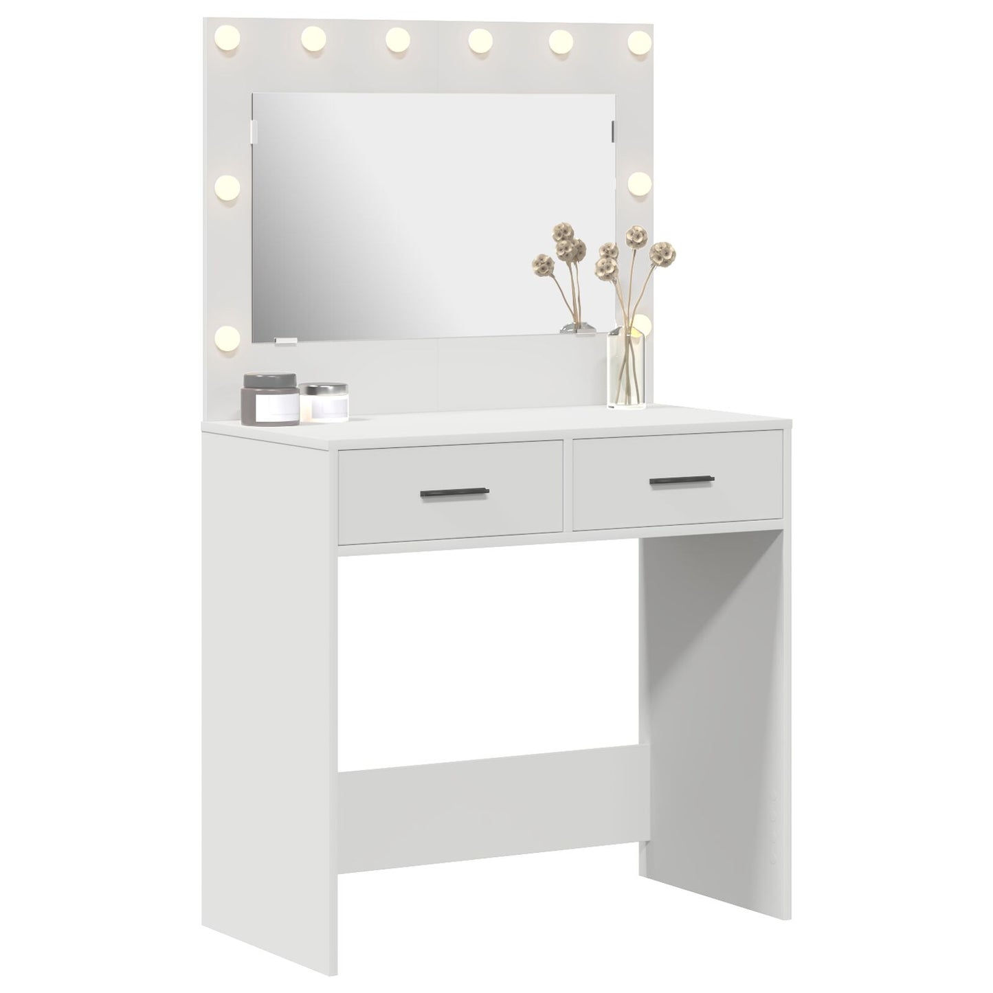 Sminkbord med LED-lampor Vit 78,5x41x135 cm