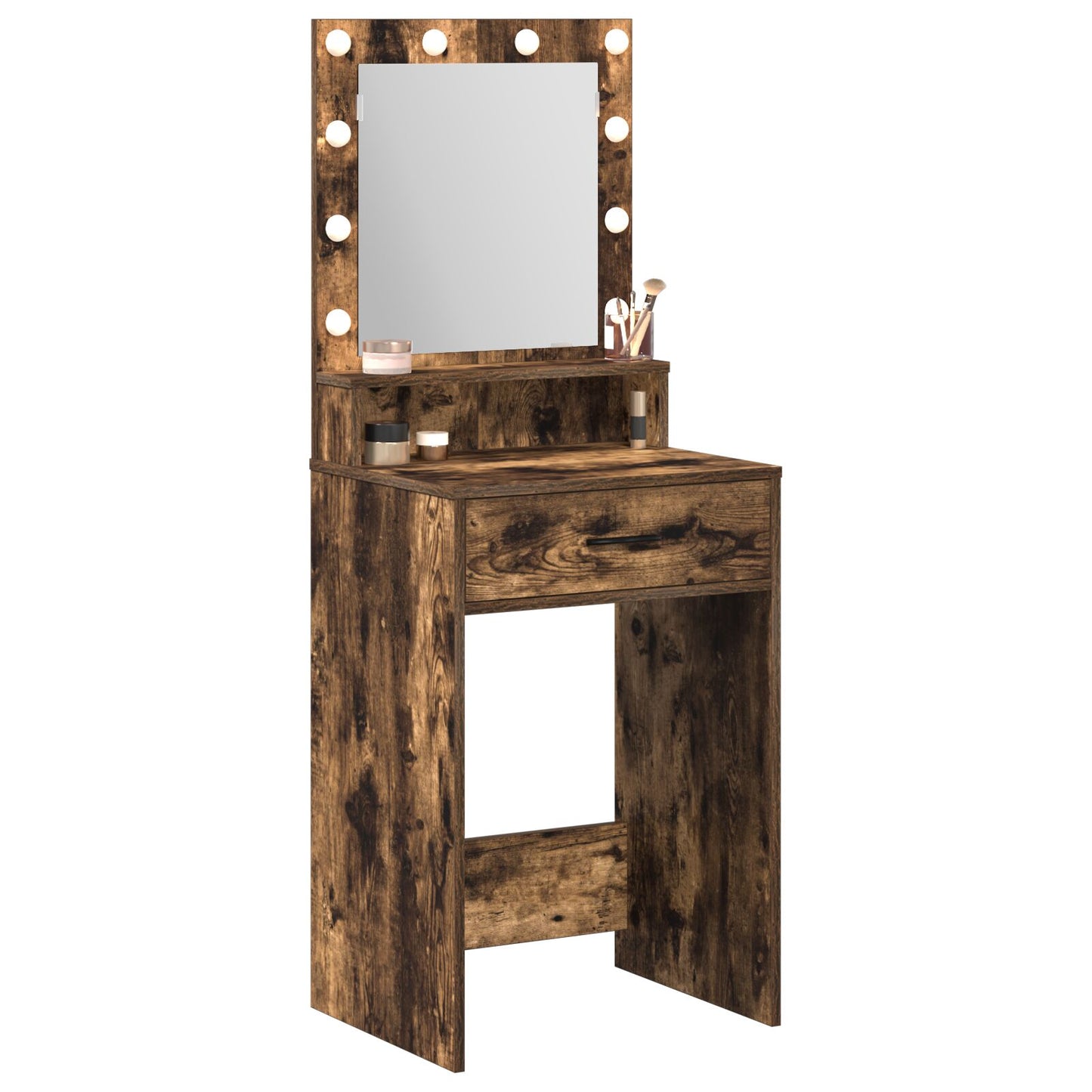 Sminkbord med LED-lampor Rökt ek 50x41x135 cm