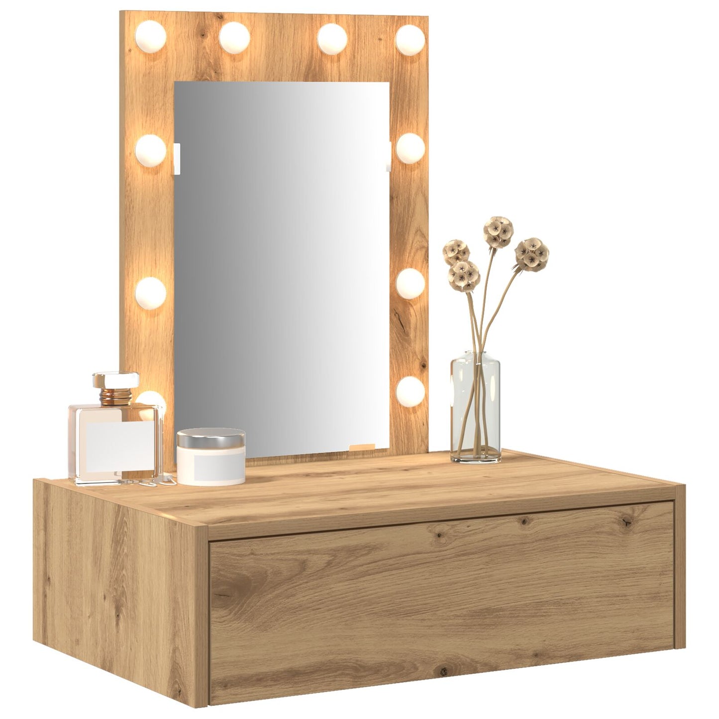Väggmonterat Sminkbord med LED-lampor - Artisan Ek