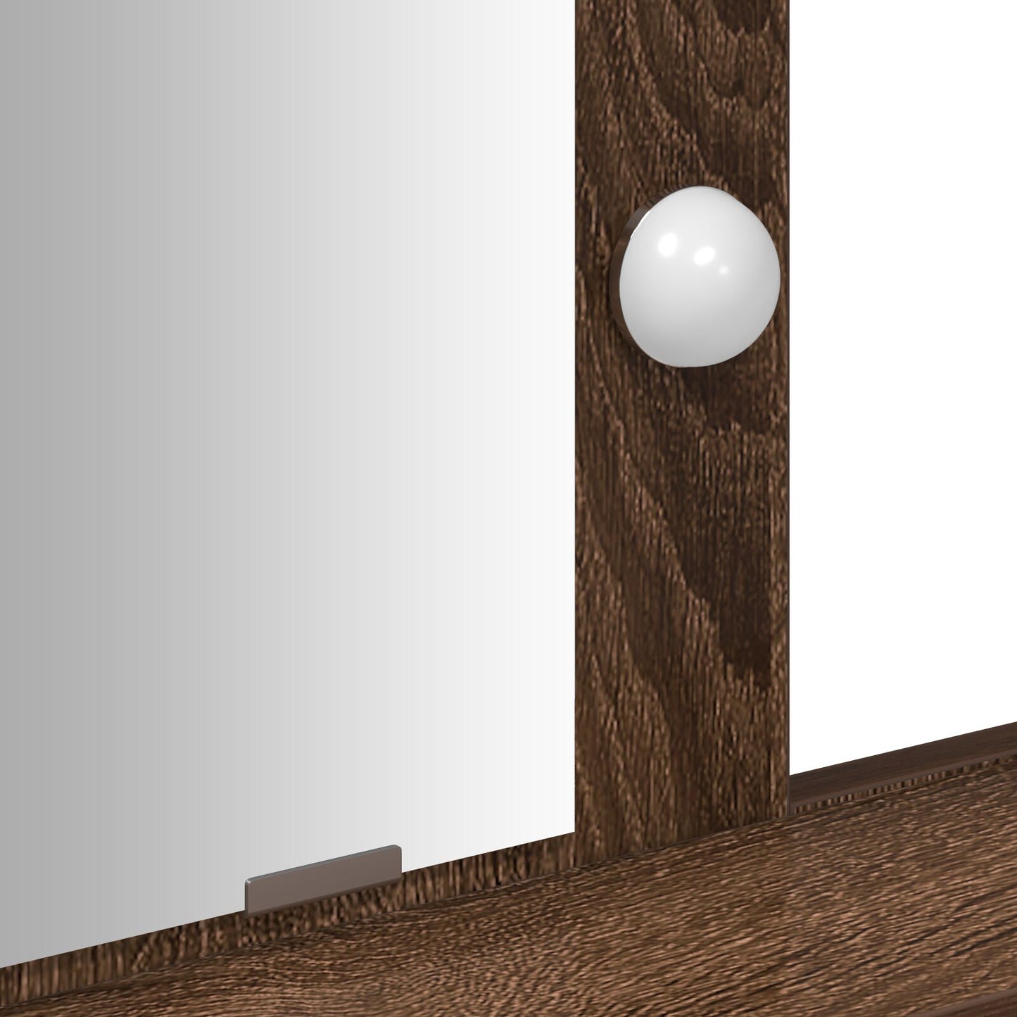 Sminkbord med LED-lampor, Brun Ek, 79x41x140 cm
