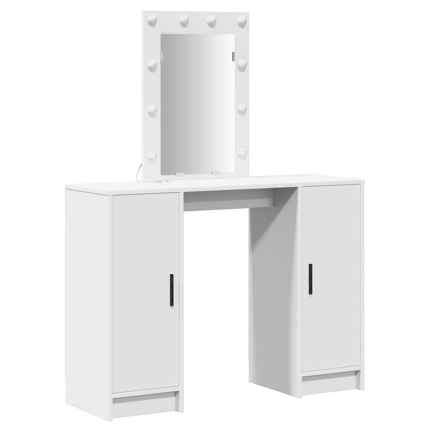 Sminkbord med LED-lampor Vitt 102x33x135 cm