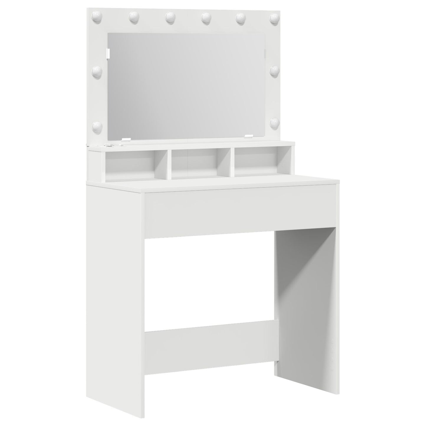 Sminkbord med LED-lampor Vit 79x41x135 cm