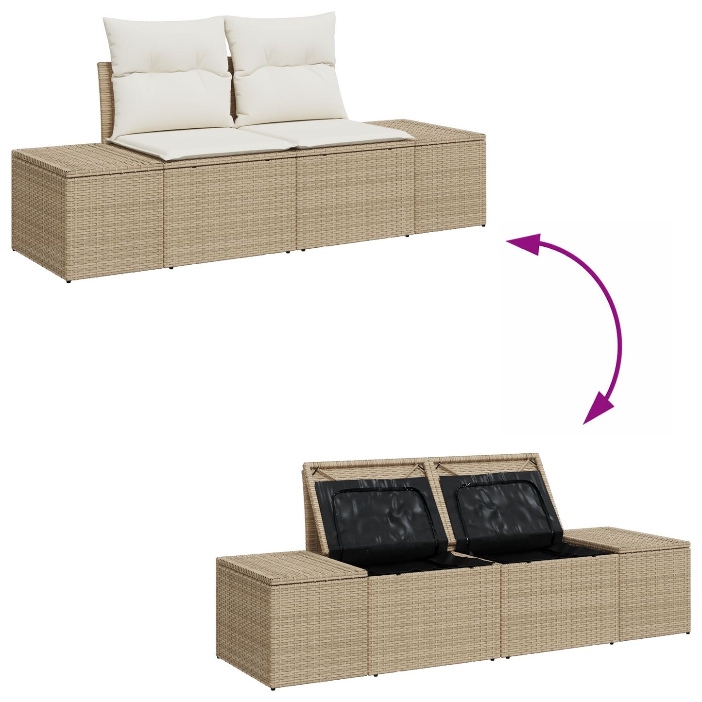10-delars trädgårdsoffasett med kuddar Beige Poly Rattan
