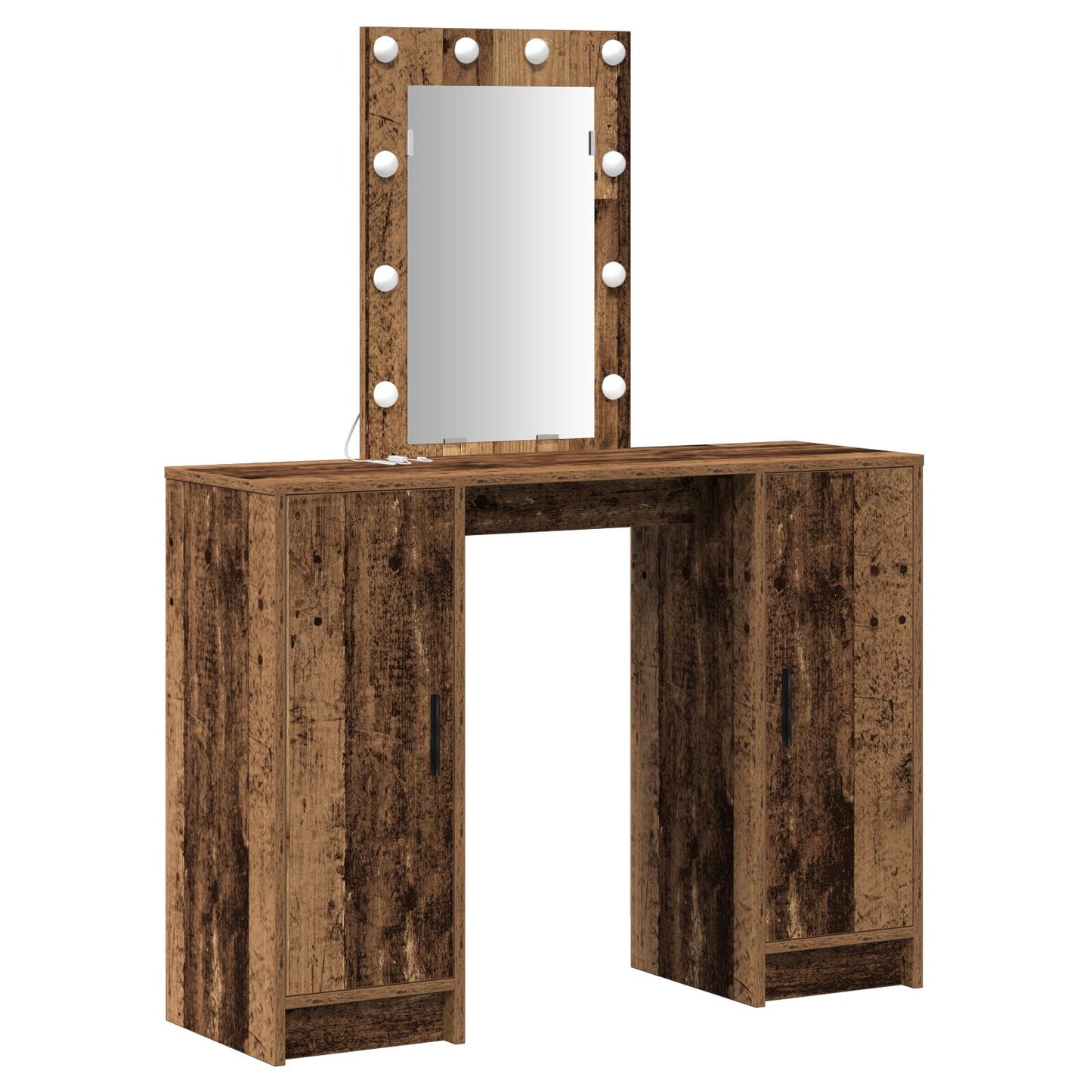 Sminkbord med LED-lampor Gamla Trä 102x33x135 cm
