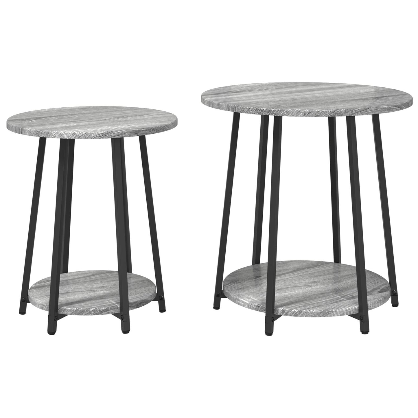Sidobord 2 st Grå Sonoma Konstruerat trä och Metall