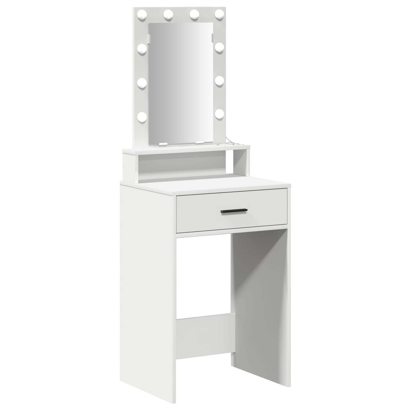 Sminkbord med LED-lampor Vit 50x41x140 cm