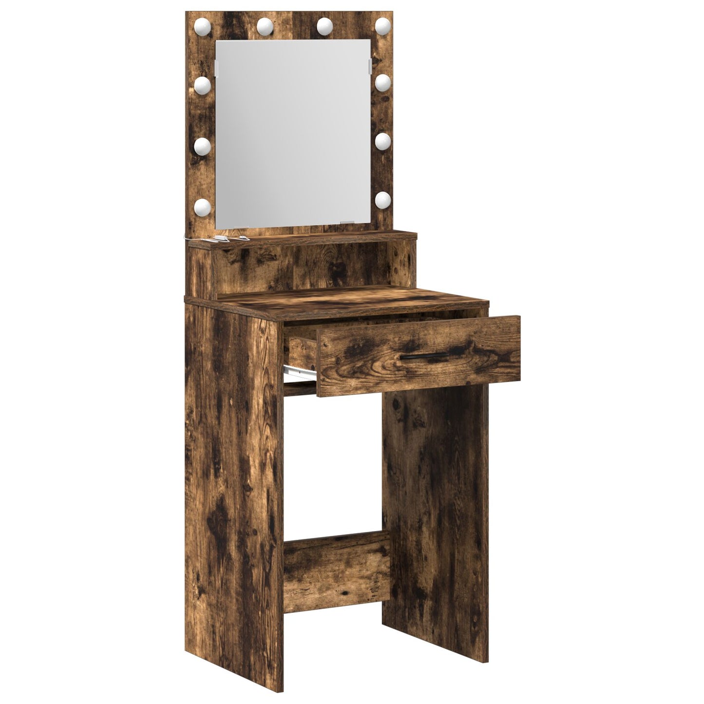 Sminkbord med LED-lampor Rökt ek 50x41x135 cm