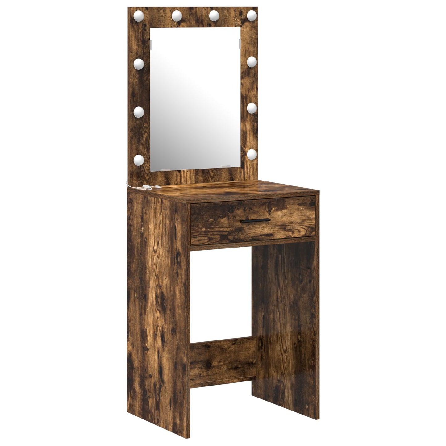 Sminkbord med LED-lampor Rökt ek 50x41x135 cm