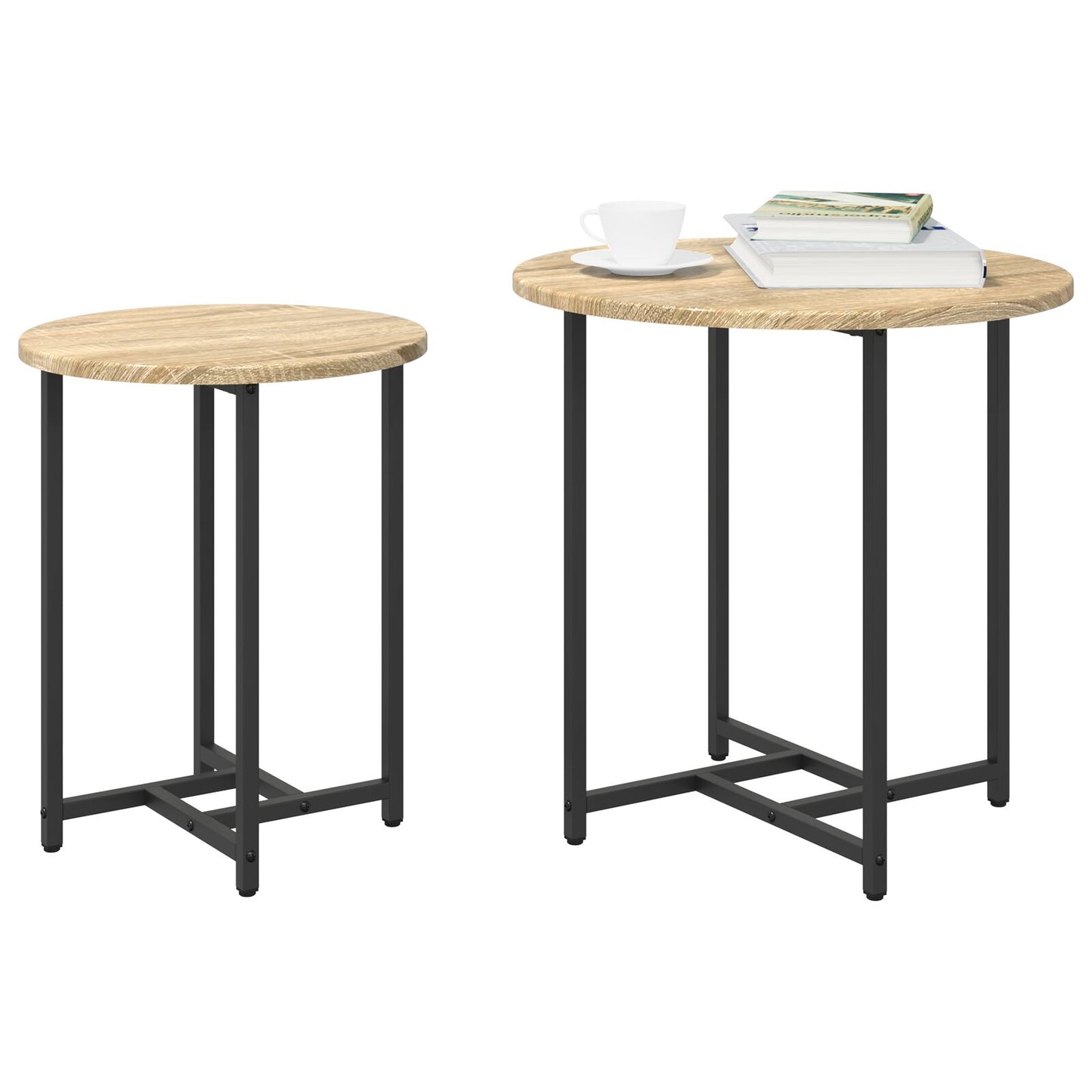 Sidobord 2 st Sonoma Ek av konstruerat trä och metall