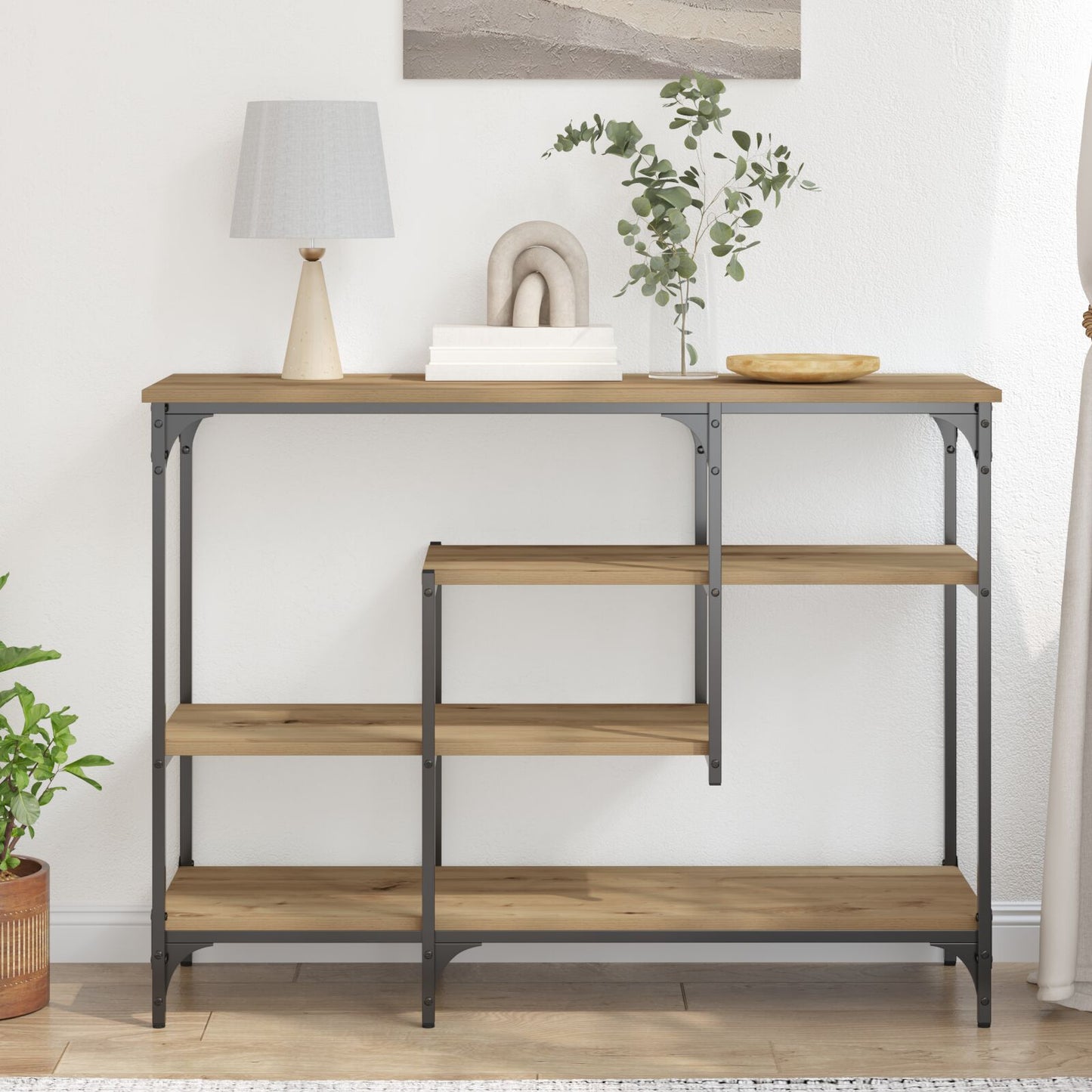 Konsolbord Artisan Ek 100x35x75 cm Konstruerat trä & Stål