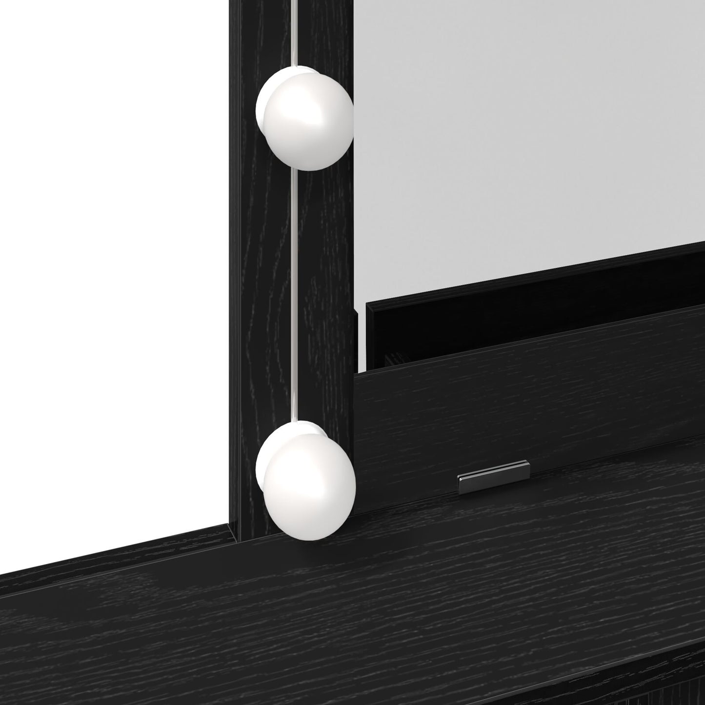 Sminkbord med Spegel och LED-lampor Svart Ek Konstruerat Trä