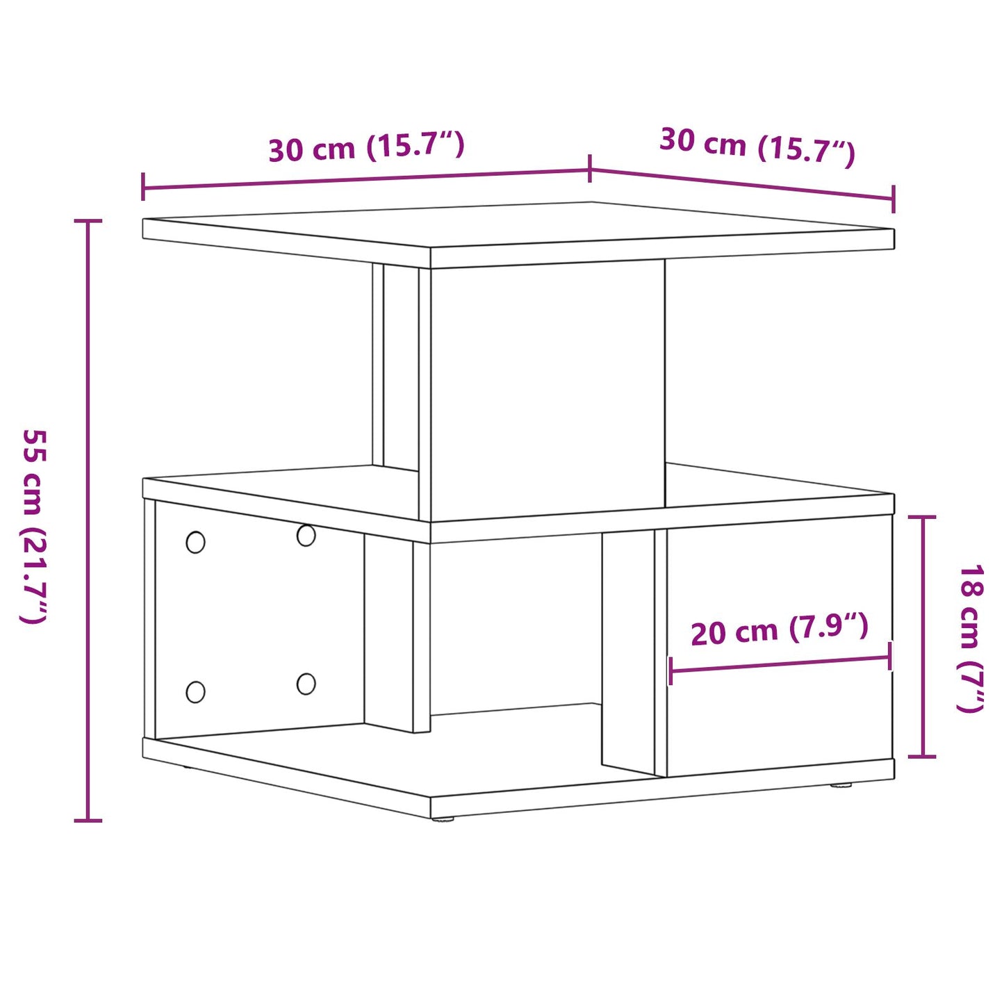 Sidobord Artisan Ek 40x40x40 cm Konstruerat Trä