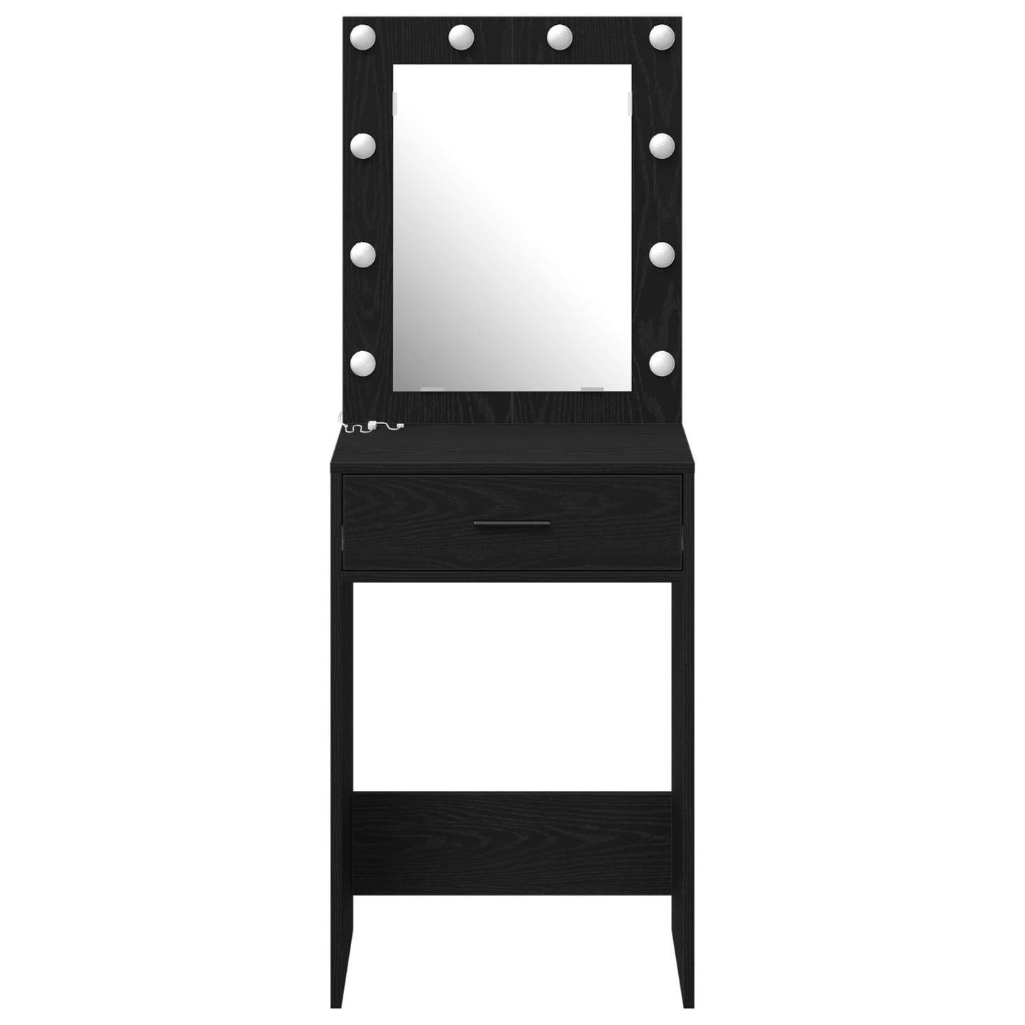 Sminkbord med LED-lampor Svart ek 50x41x135 cm