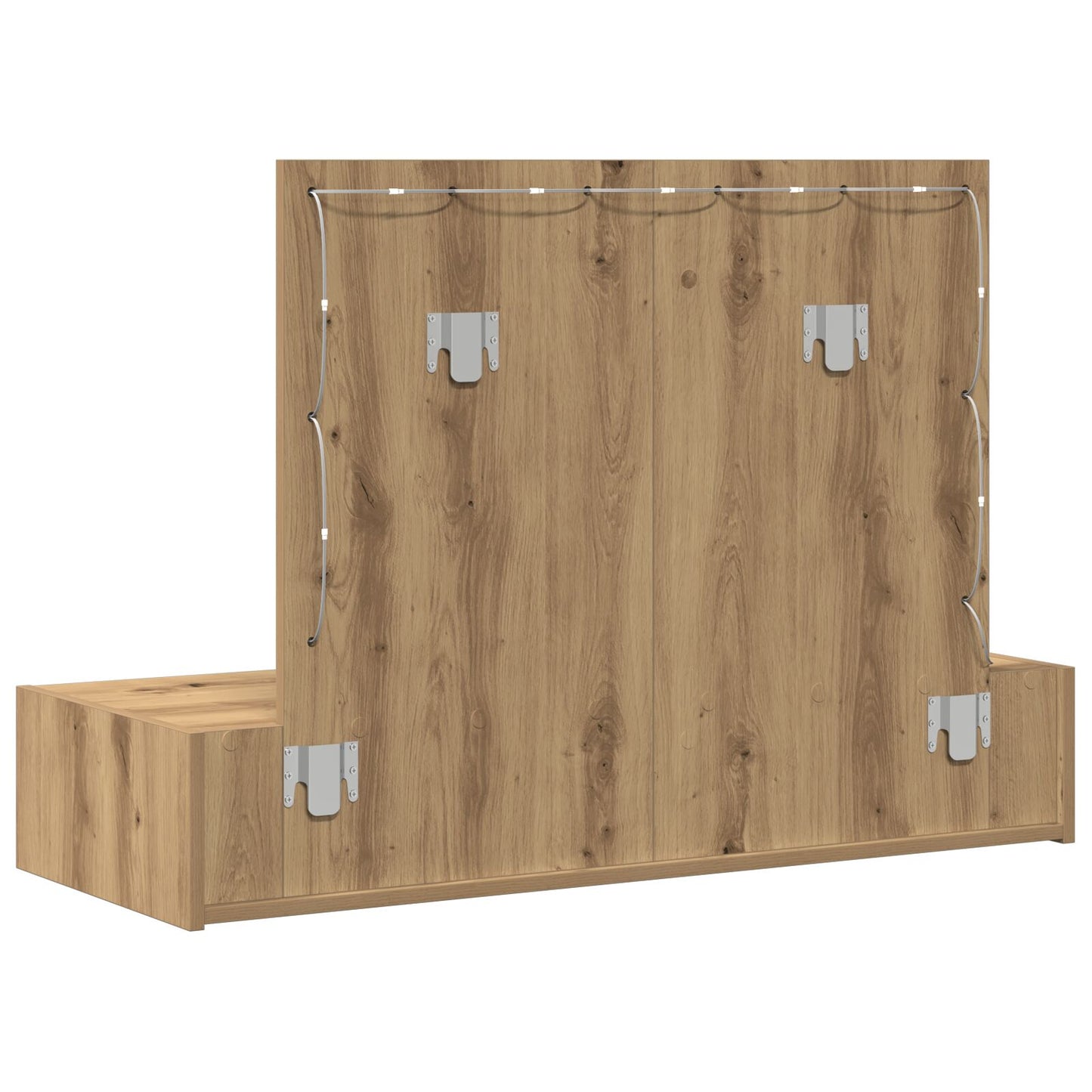 Väggmonterat sminkbord med LED-lampor i Artisan ek