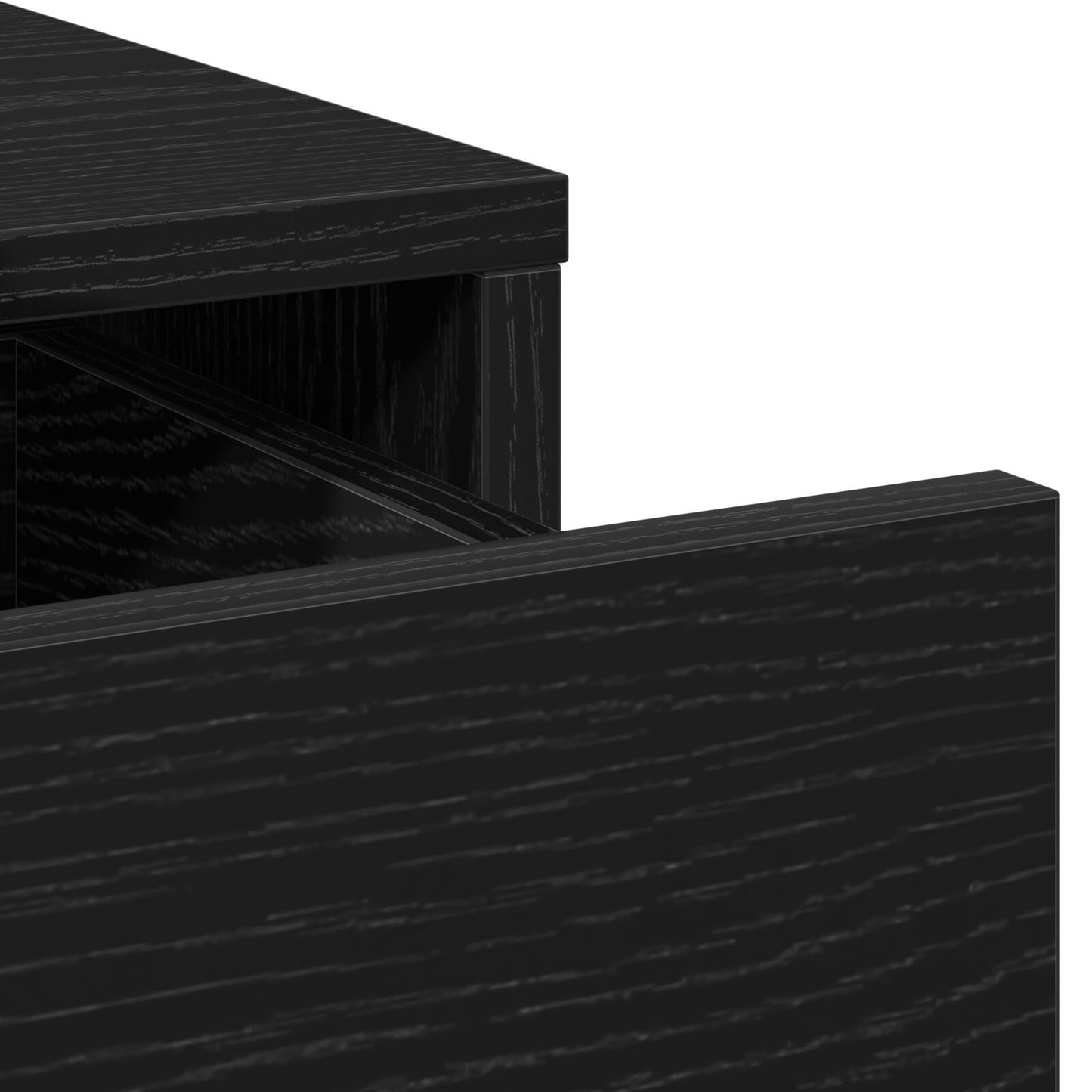 3-delars sminkbord med LED svart laminat