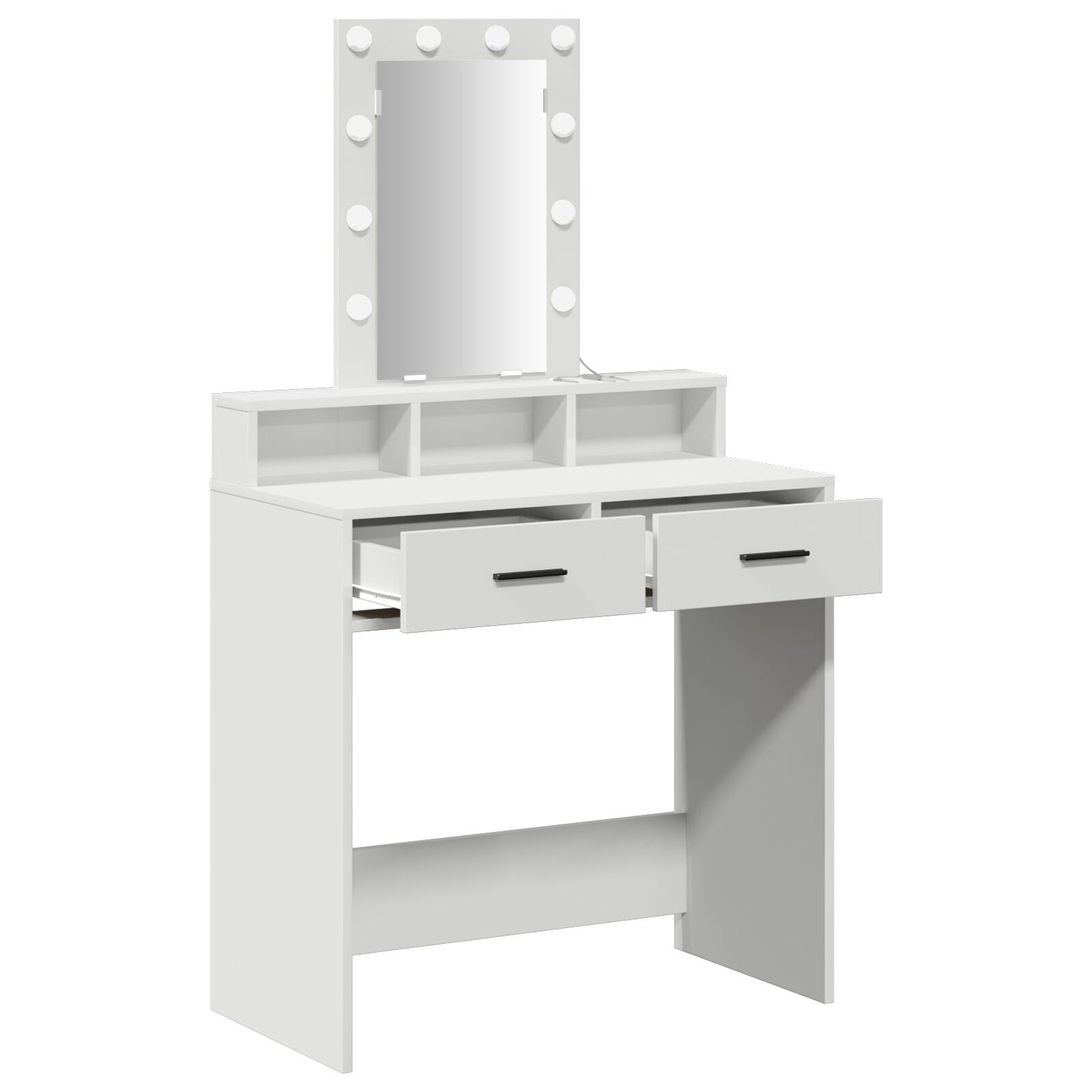 Sminkbord med LED-lampor Vit 79x41x140 cm