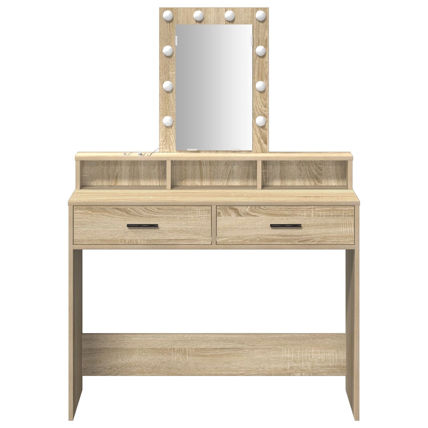 Sminkbord med LED-lampor Sonoma Ek 100x41x140 cm