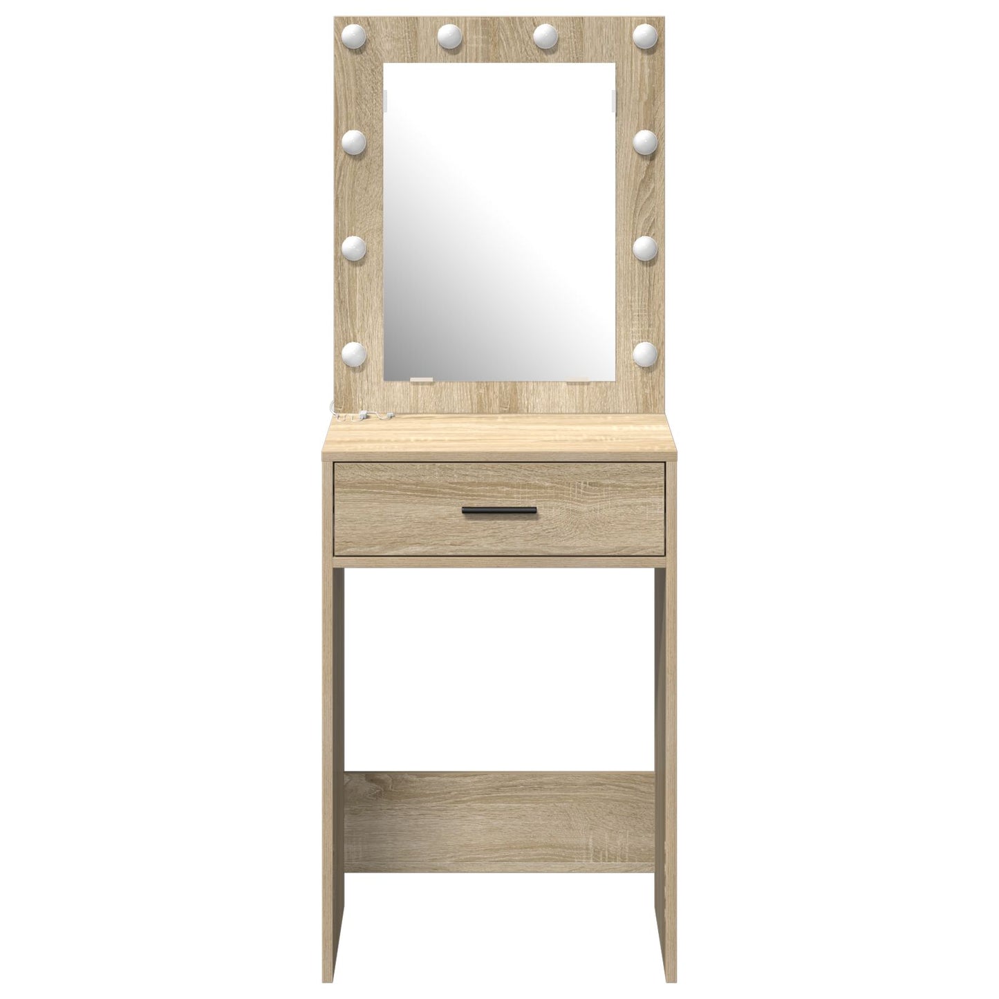 sminkbord med LED-lampor Sonoma ek 50x41x135 cm