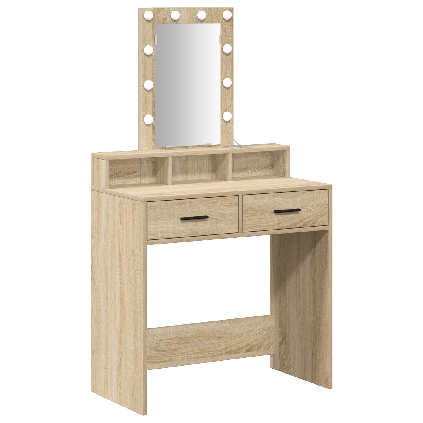 Sminkbord med LED-lampor Sonoma Eklik 79x41x140 cm