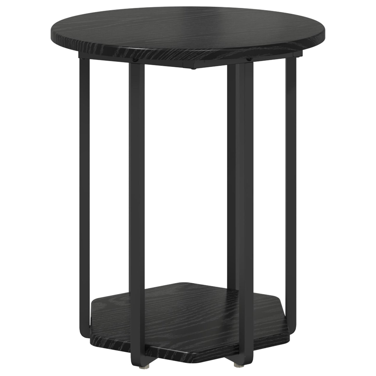 Sidobord 2 st Svart Ek Ingenjörsträ och Metall