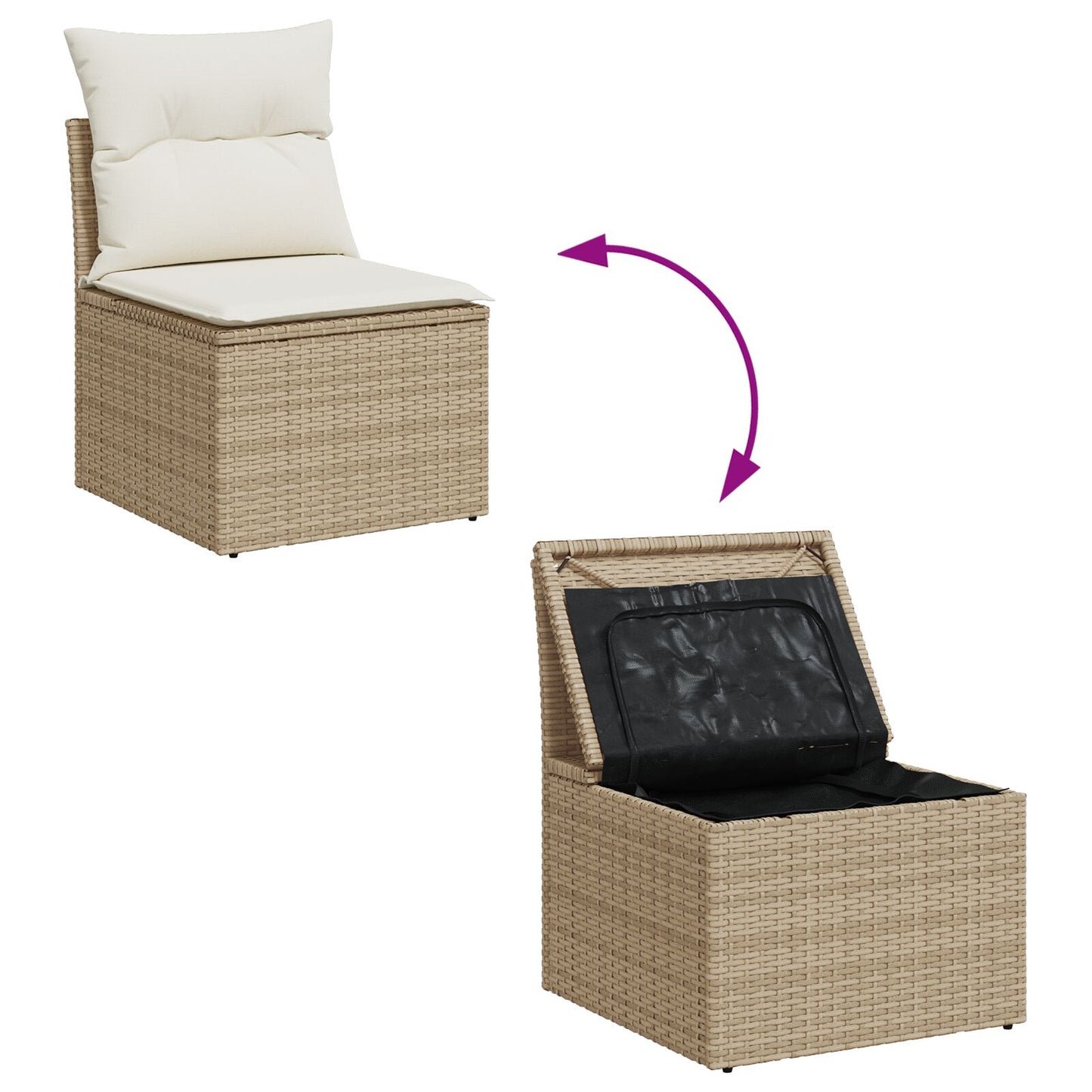 10-delars trädgårdsoffasett med kuddar Beige Poly Rattan
