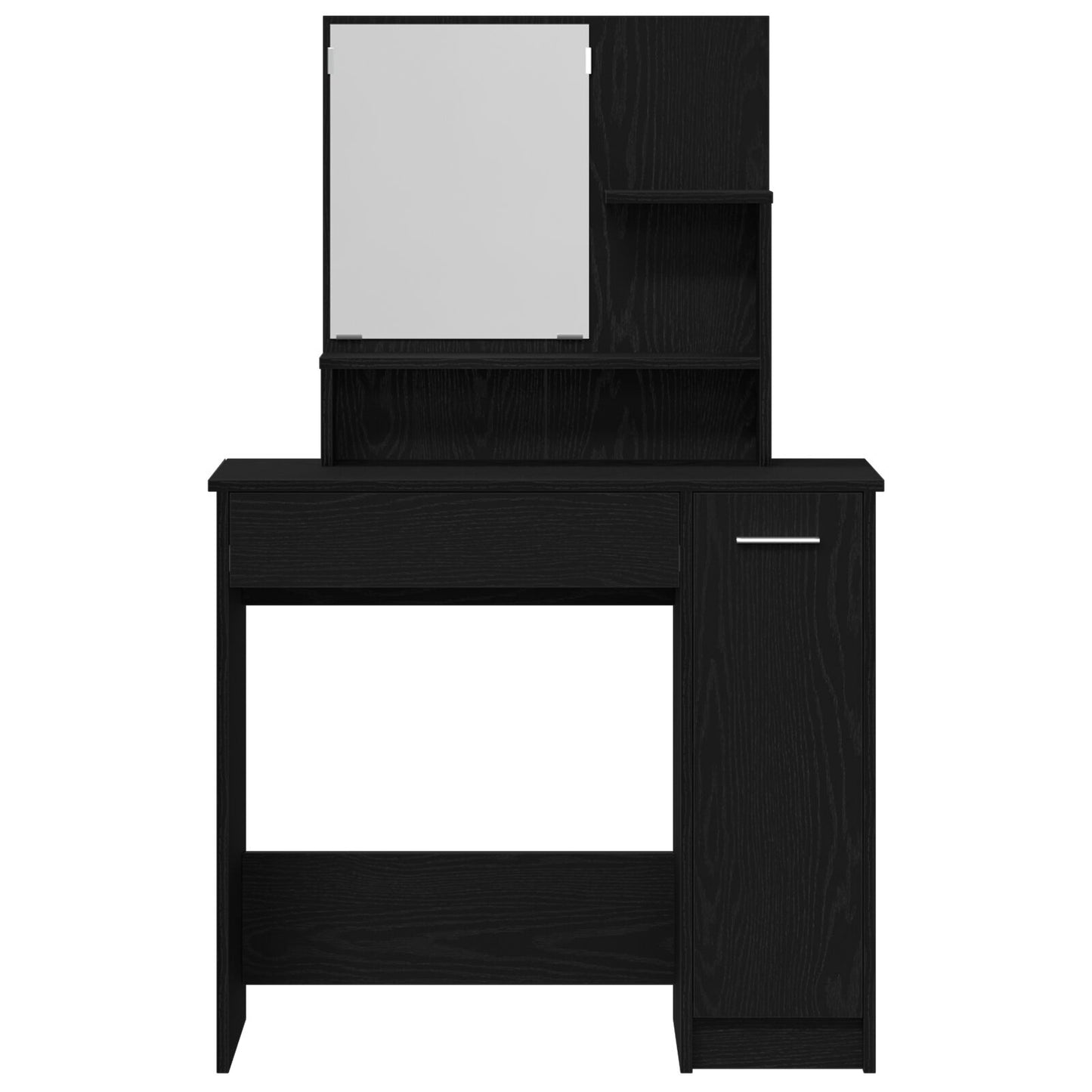 Svart Ek Sminkbord med Spegel - 86,5 x 35 x 136 cm