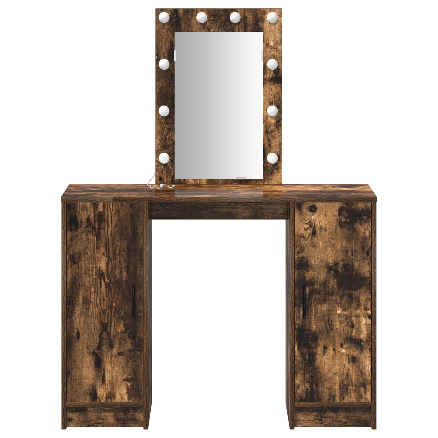 Sminkbord med LED-lampor Rökt Ek 102x33x135 cm