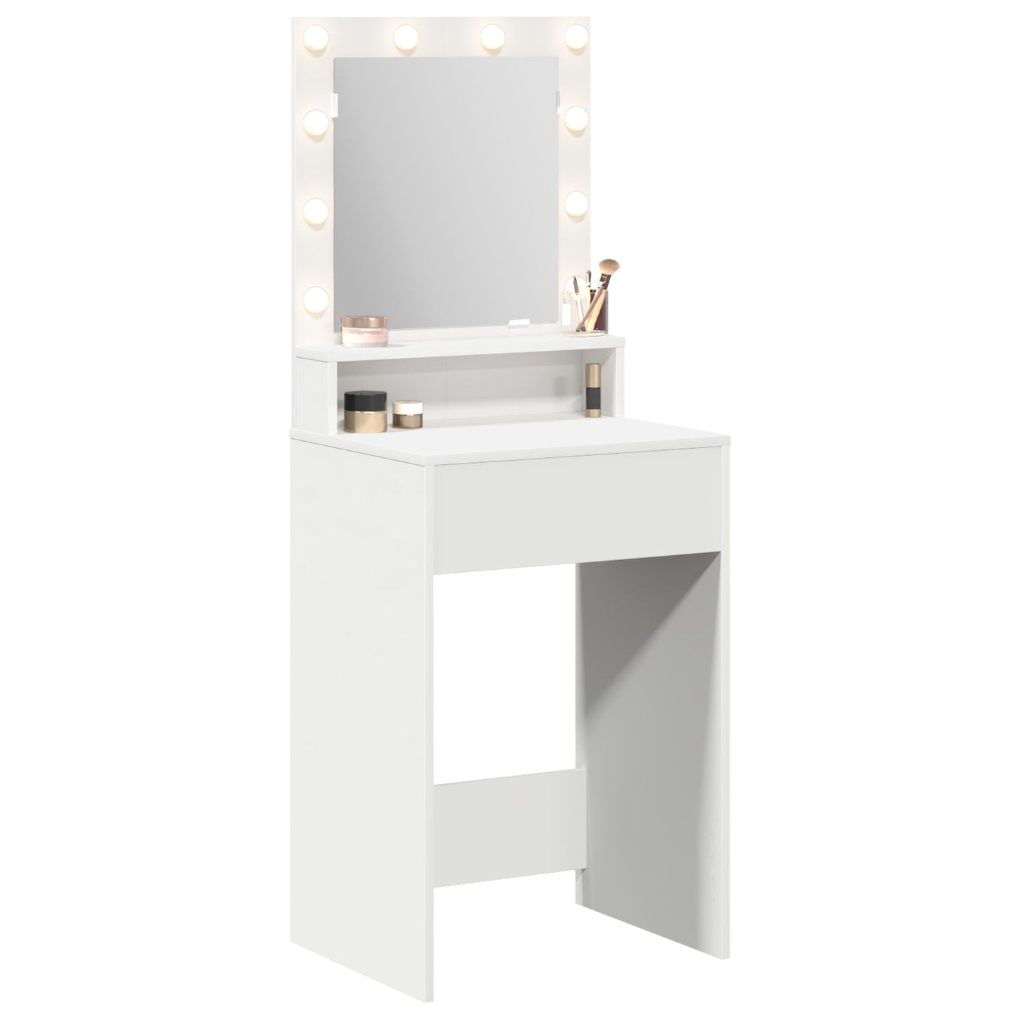 Sminkbord med LED-lampor Vit 50x41x135 cm