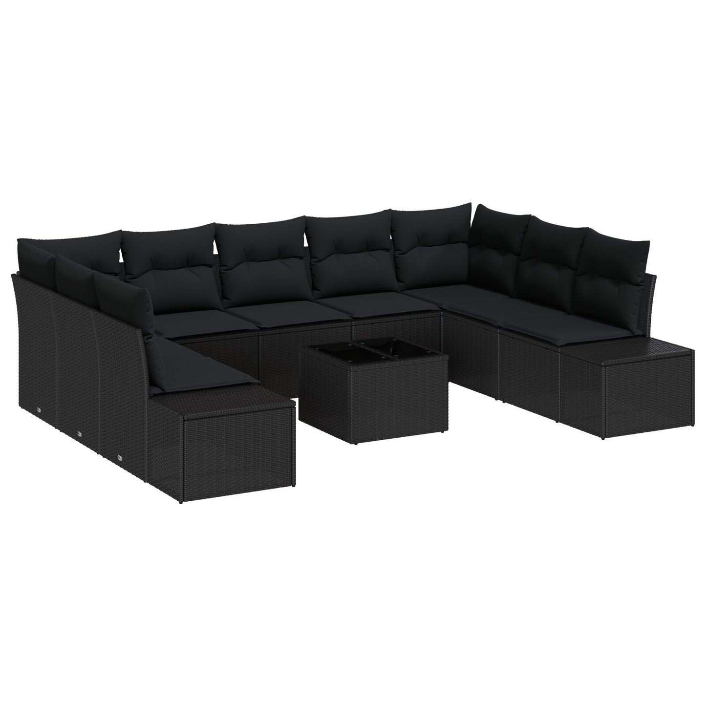 10-delars Trädgårdsoffset med kuddar Beige Poly-rattan