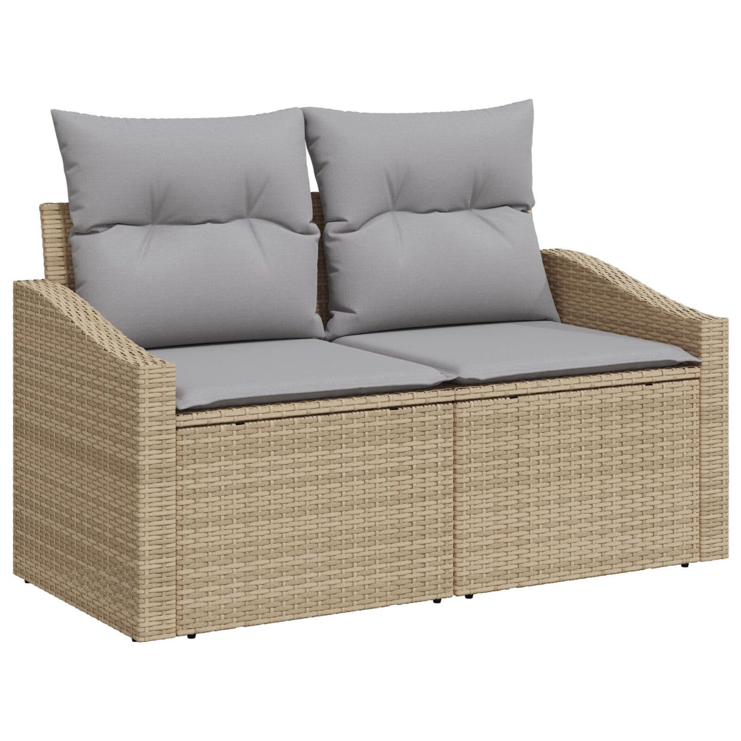 10-delars trädgårdsoffagrupp med kuddar beige poly rotting