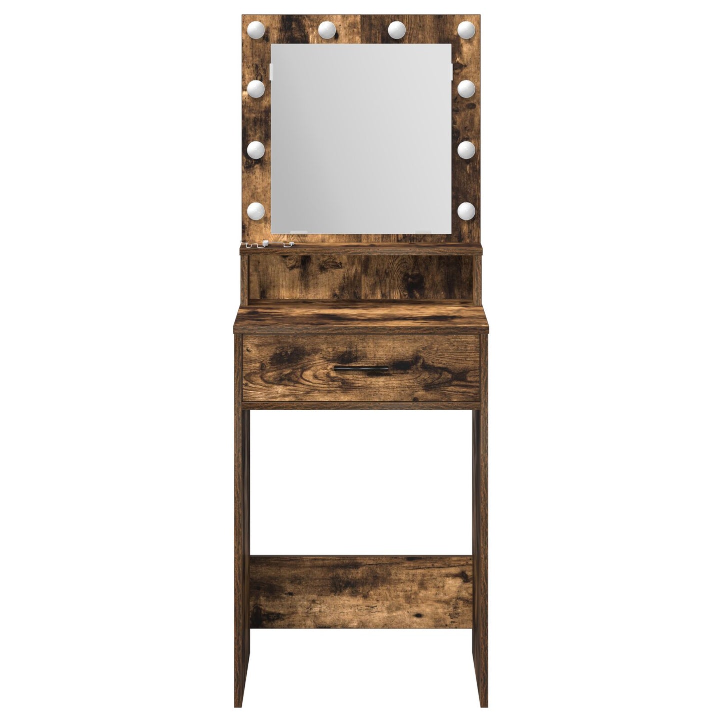 Sminkbord med LED-lampor Rökt ek 50x41x135 cm
