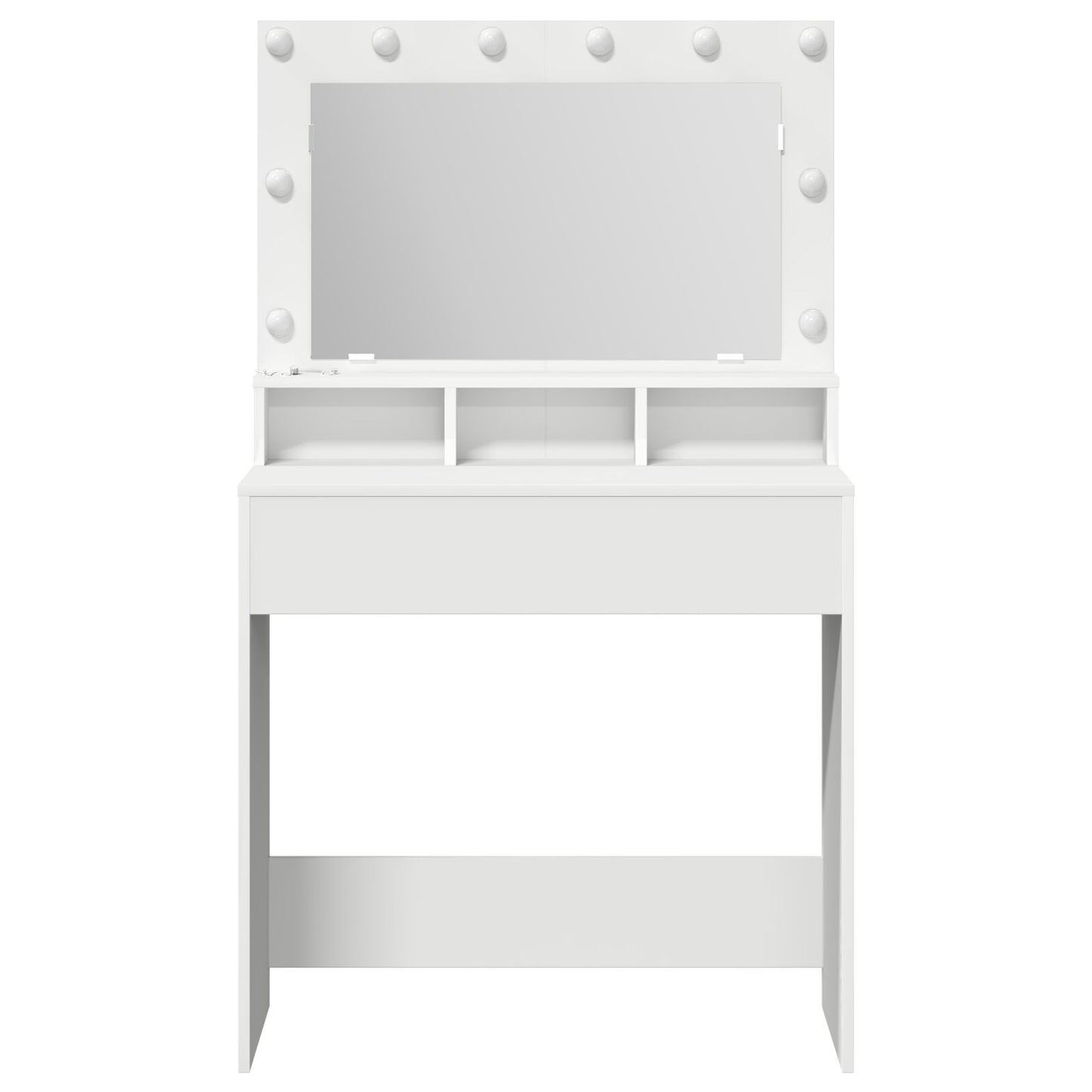 Sminkbord med LED-lampor Vit 79x41x135 cm