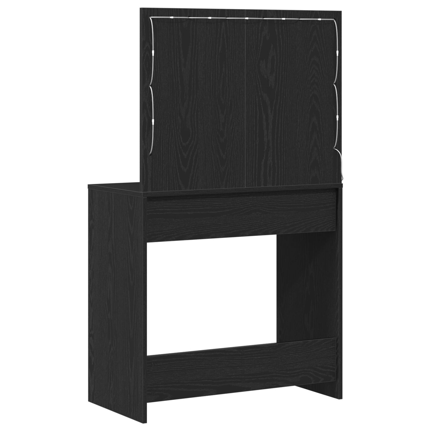 Sminkbord med LED-lampor, svart ek, 78,5x41x135 cm
