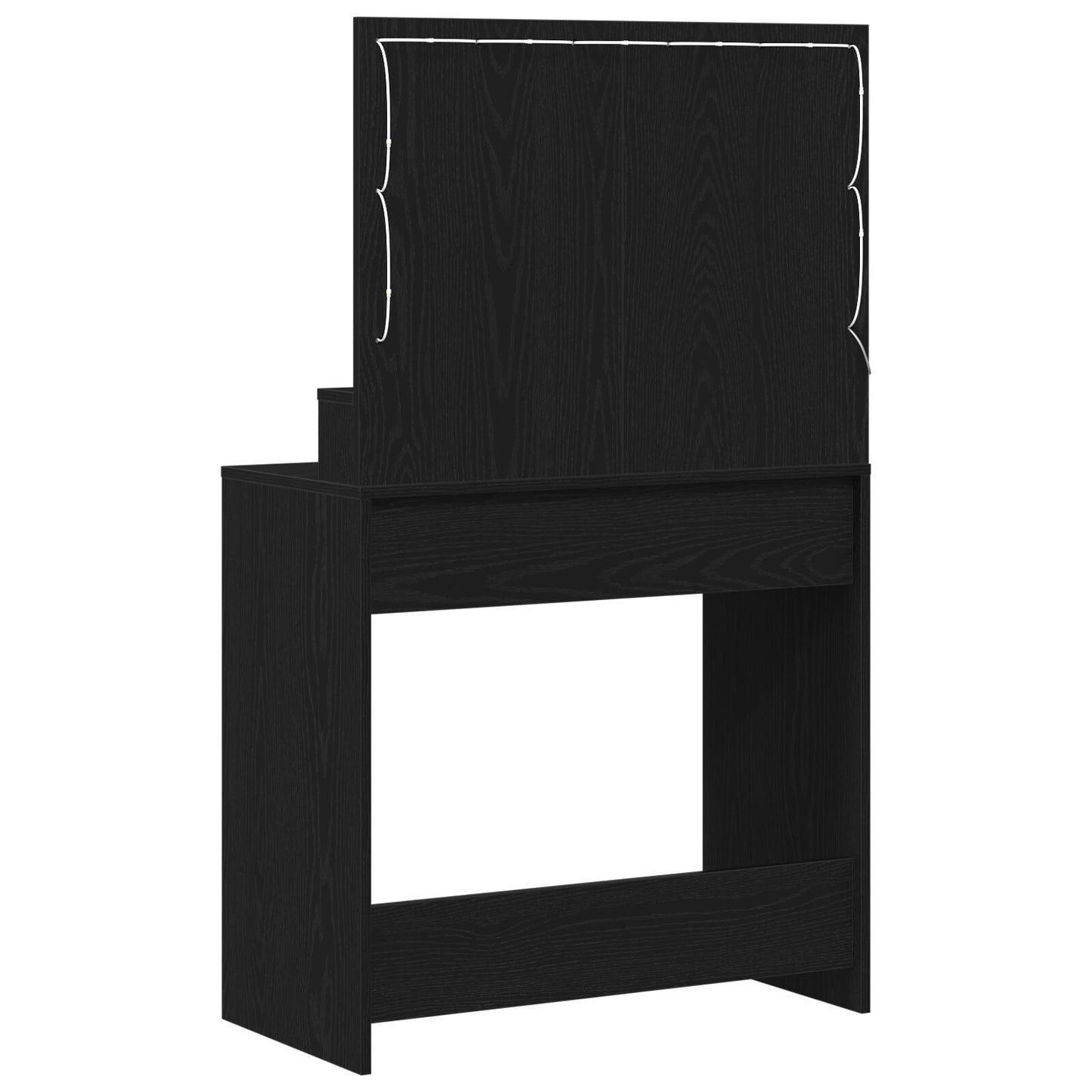 Sminkbord med LED-ljus Svart Ek 79x41x135 cm