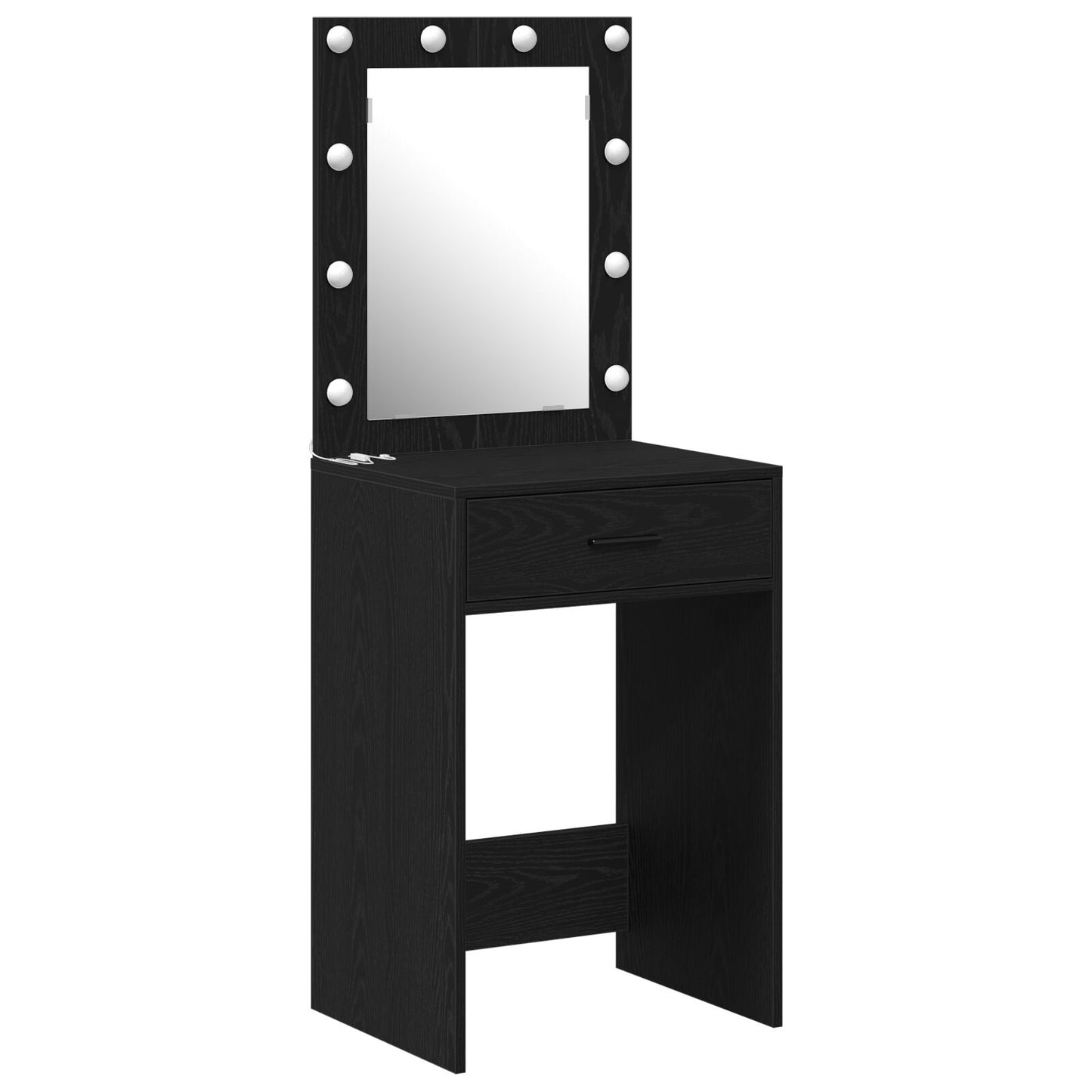 Sminkbord med LED-lampor Svart ek 50x41x135 cm